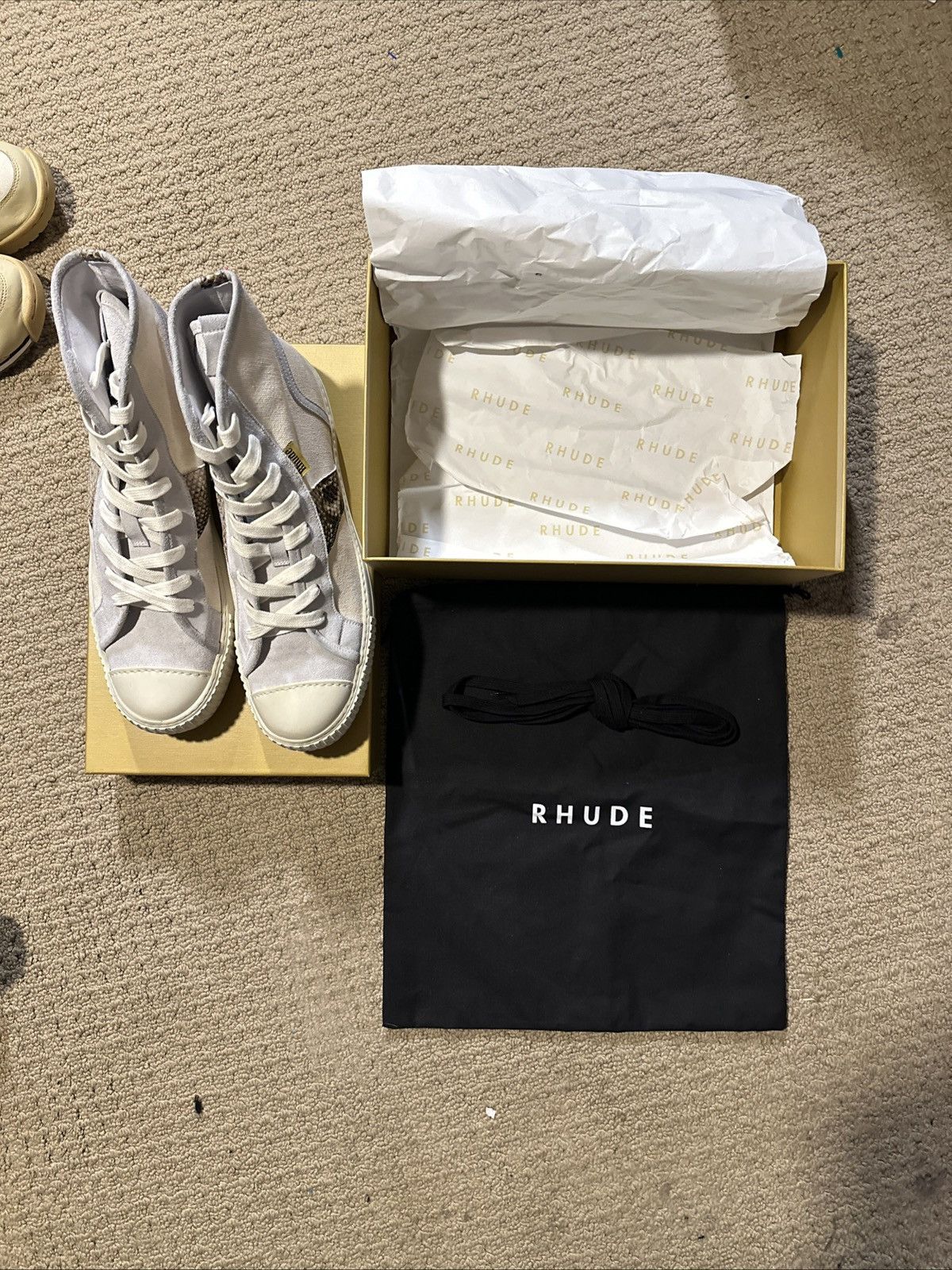 Rhude RHUDE Bel Airs White Snake Men's High Top Sneakers Size 12 Size US 12 / EU 45 - 3 Thumbnail