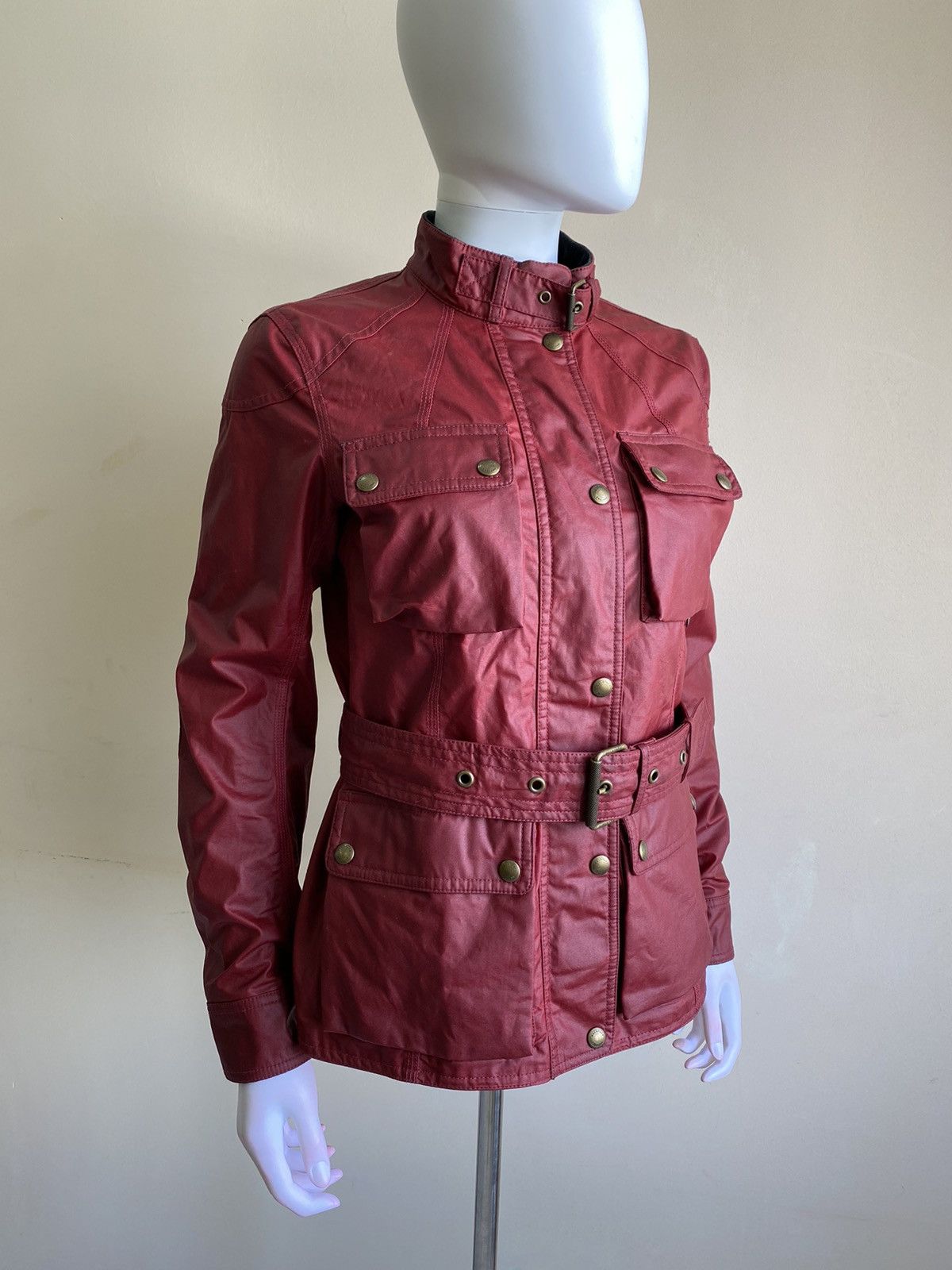 Belstaff Belstaff Womens Red Waxed Roadmaster Belted Jacket Size 40 Size S / US 4 / IT 40 - 3 Thumbnail