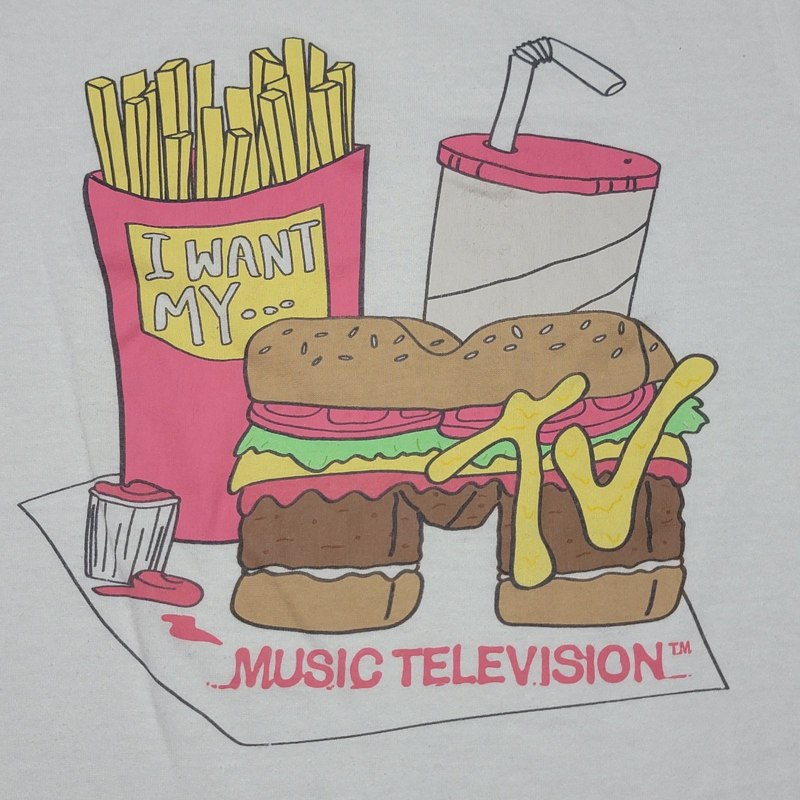 Mtv MTV White Tee "I Want My MTV" Fast Food - Size Small Size S / US 4 / IT 40 - 2 Thumbnail