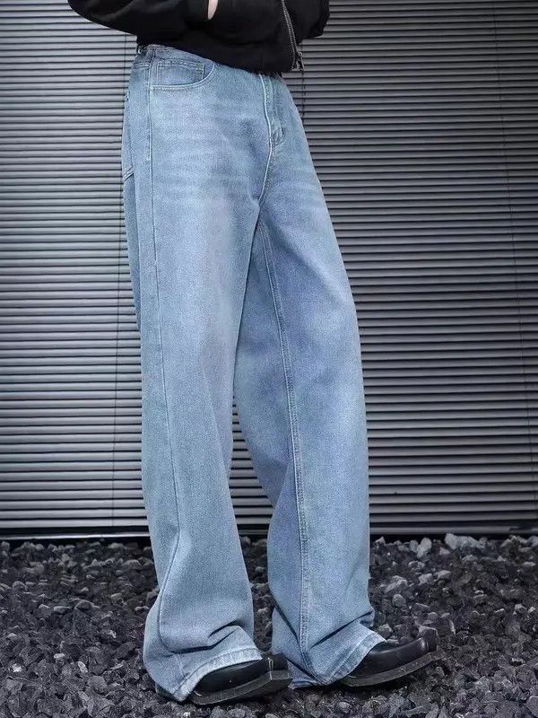 Japanese Brand VIBE Washed blue floor-length baggy straight-leg jeans Size US 30 / EU 46 - 5 Thumbnail