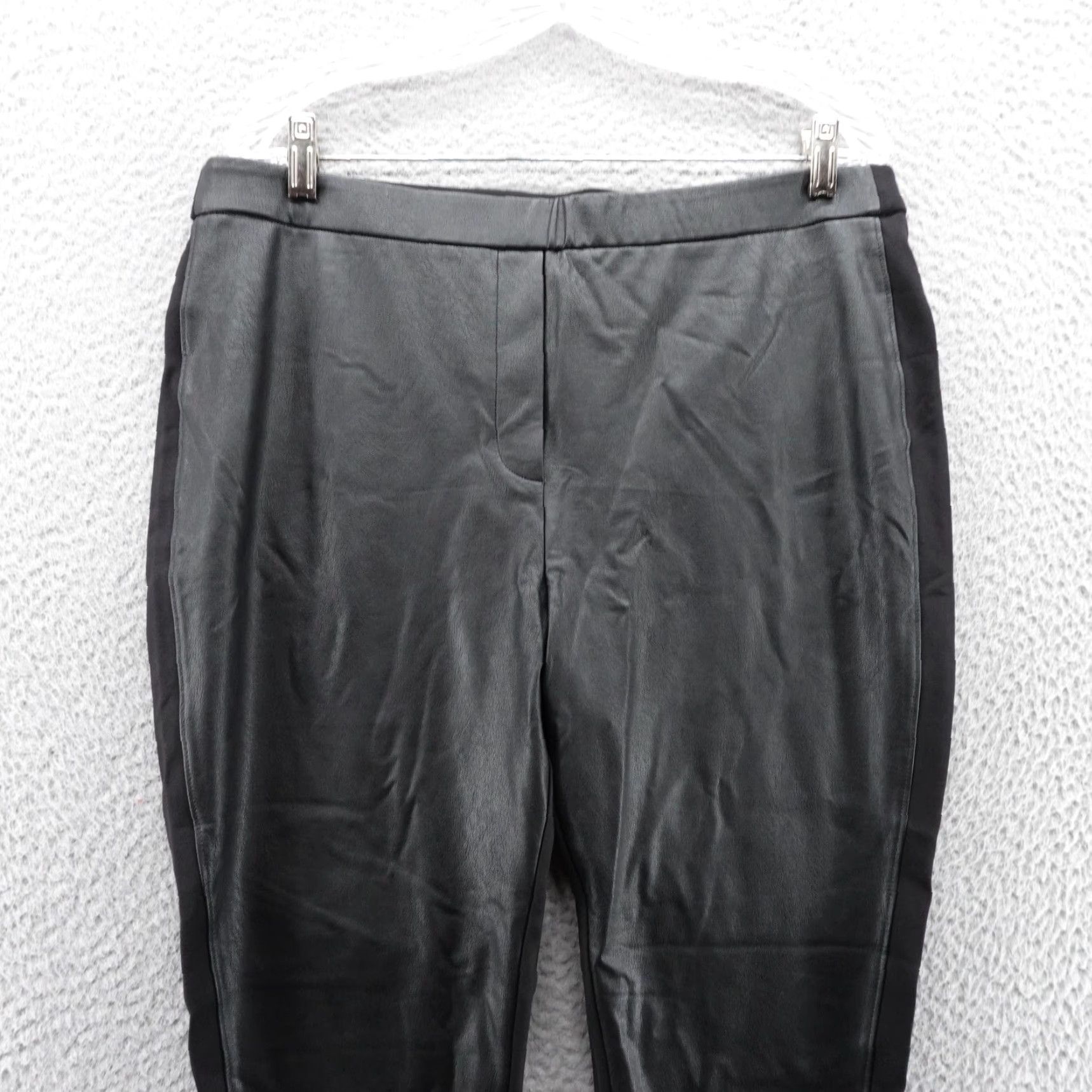 Vintage VINTAGE? No. NWT Chicos Leather Front Ponte Knit Slim Pants Size 3 US 16 Petite Black Womens Size 38" / US 16 / IT 52 - 3 Thumbnail