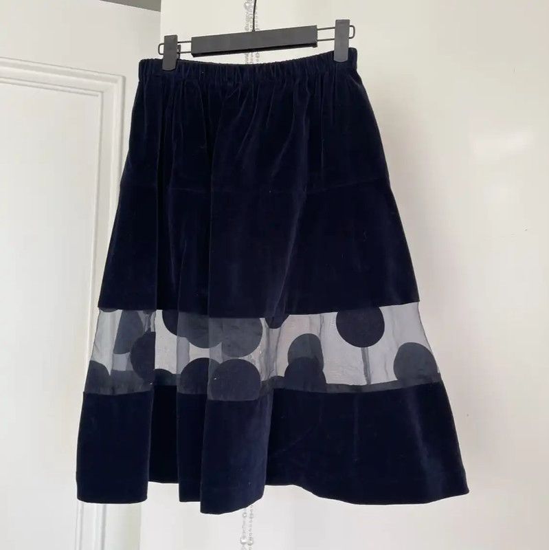 Comme des Garcons COMME des GARÇONS Navy Blue Polyester Skirt 0089 Size 28" / US 6 / IT 42 - 1 Thumbnail