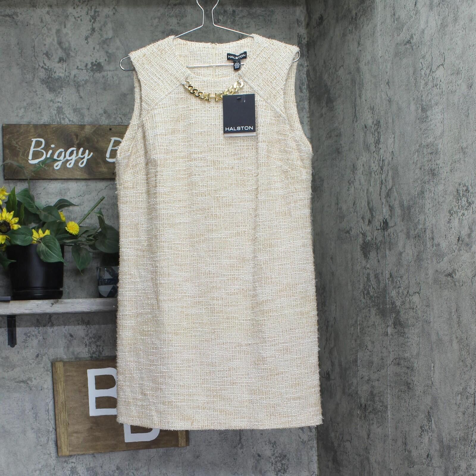 Other Halston Chain-trim Shift Dress Hd4jmb8t Oatmeal Brown 14 Size XL / US 12-14 / IT 48-50 - 1 Thumbnail