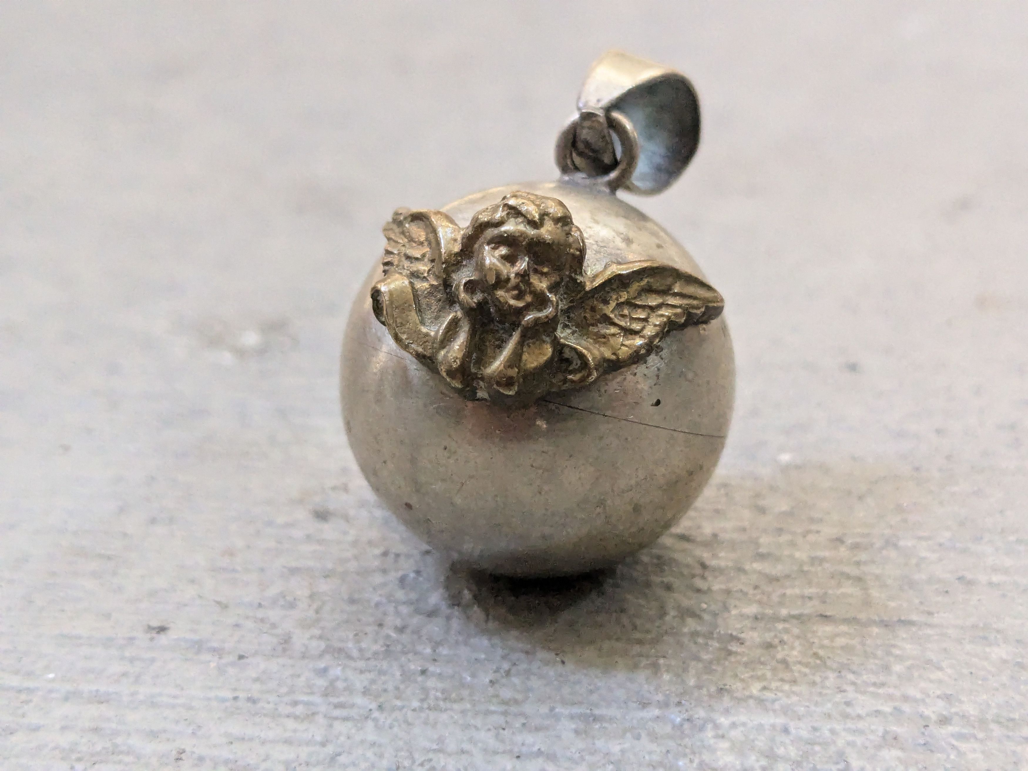 Vintage Vintage Alpaca Silver Chime Pendant Angel Sphere Bell Brass Size ONE SIZE - 4 Thumbnail