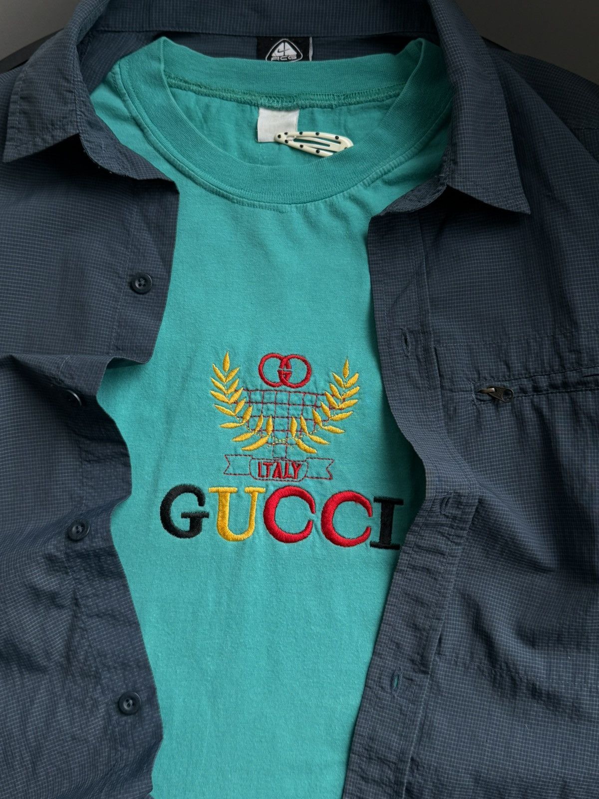 Vintage Vintage tee shirt gucci bootleg 90s green large Size US L / EU 52-54 / 3 - 3 Thumbnail