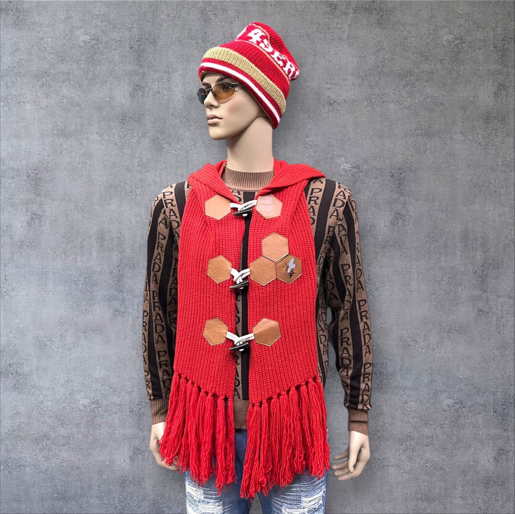 Issey Miyake Ne-net Issey Miyake Bee Toggle Knit Hoodie Scarf Rare Size ONE SIZE - 2 Thumbnail