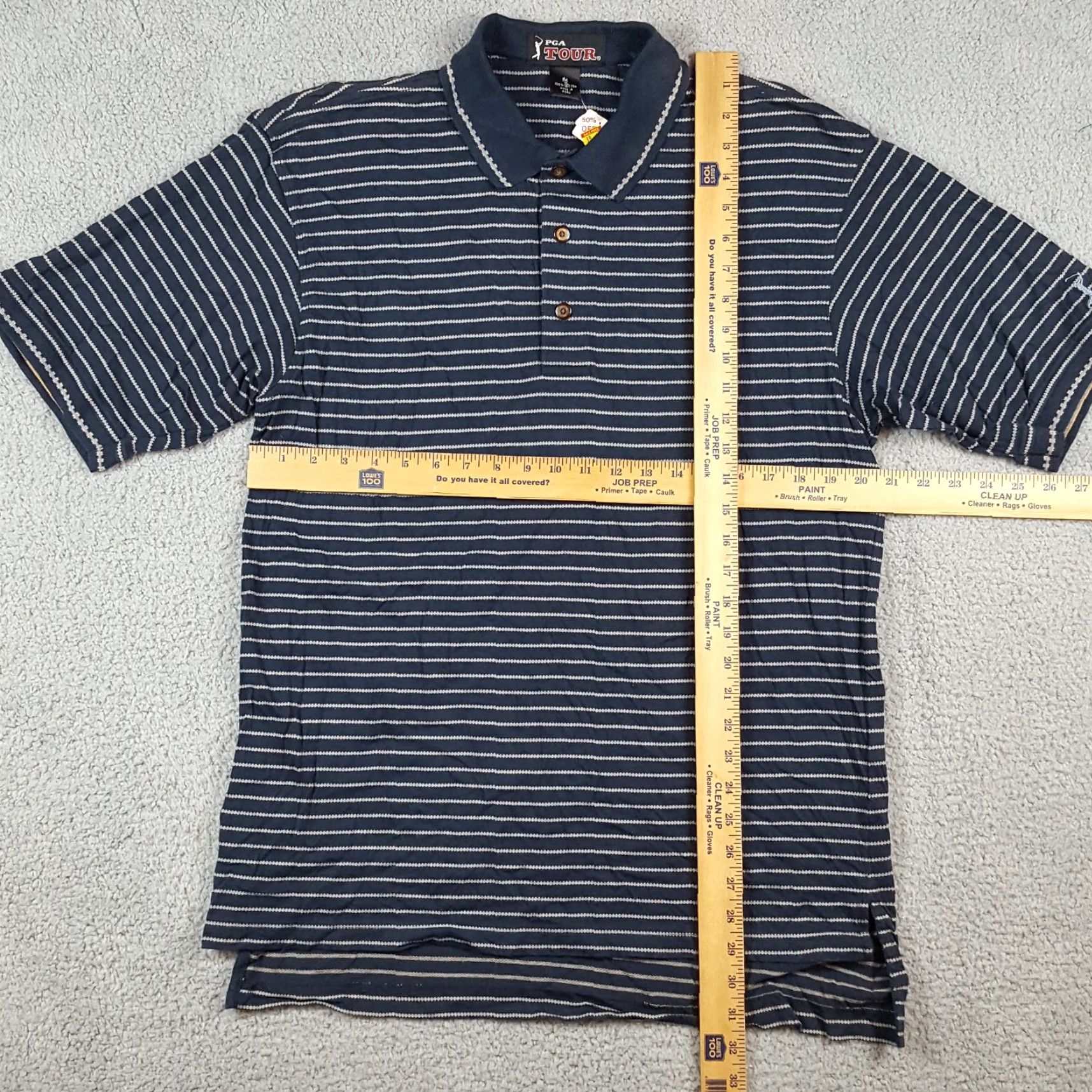 PGA Tour Vintage PGA Tour Retro Striped Logo Men's Medium Button Collar Polo Golf Shirt Size US M / EU 48-50 / 2 - 6 Thumbnail