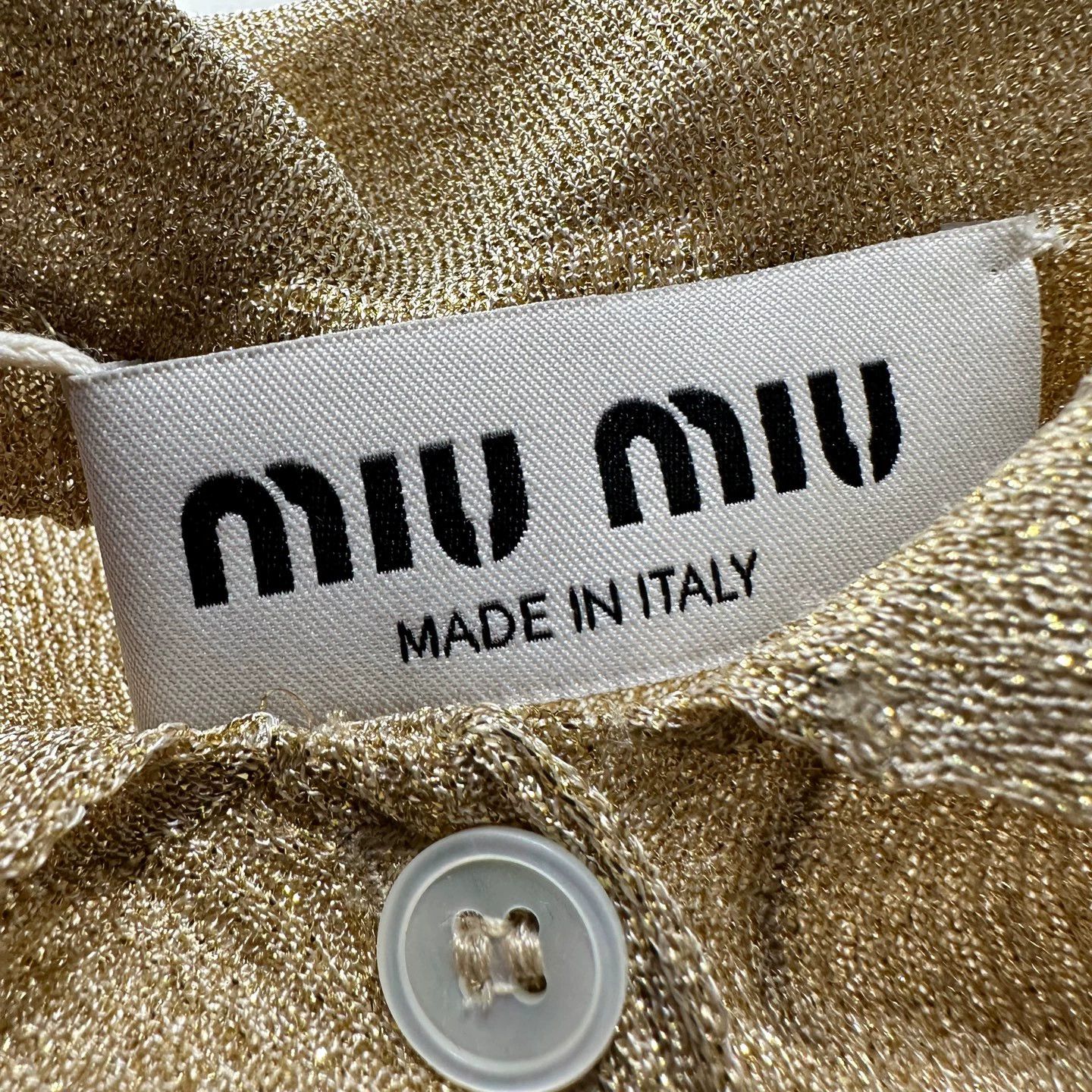 Miu Miu MIU MIU gold thread elastic logo knit shortPolo 36 Size XS / US 0-2 / IT 36-38 - 3 Thumbnail