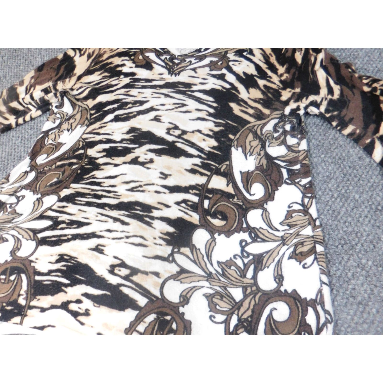 Vintage Dana Buchman Womens Sweater L Brown Floral Crew Neck Pullover Cotton Knit Embroidered Stretch Regular Classic Size L / US 10 / IT 46 - 5 Thumbnail