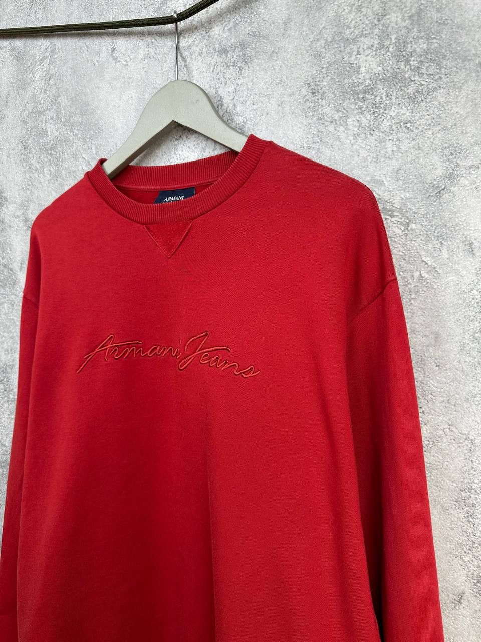 Giorgio Armani Armani Jeans Logo Embroidered Cotton Sweatshirt Red Crewneck Size US XXL / EU 58 / 5 - 5 Thumbnail