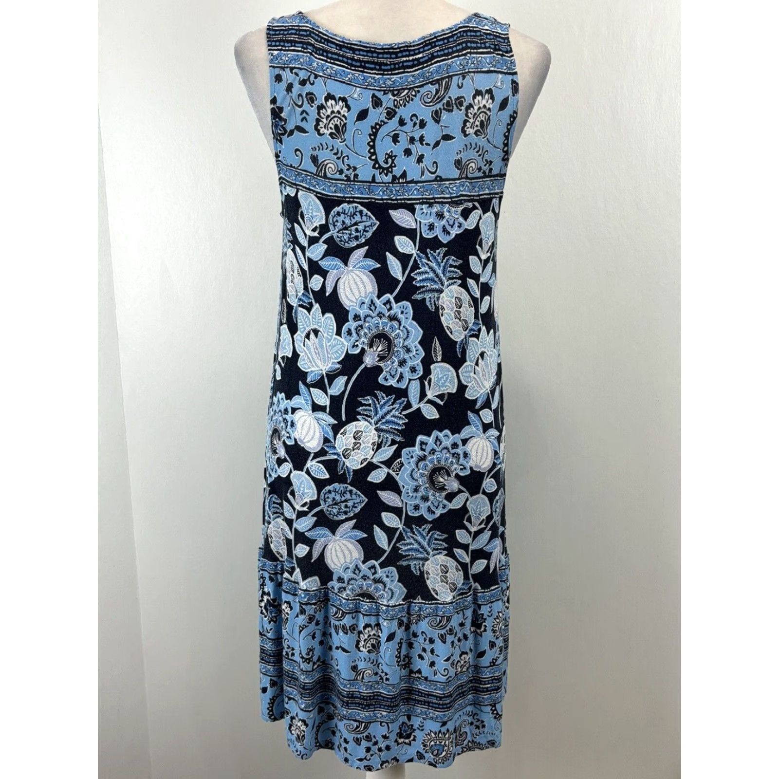Loft LOFT Floral Sleeveless Dress, Small, Blue, Knee Length Shift, Women Size S / US 4 / IT 40 - 3 Thumbnail