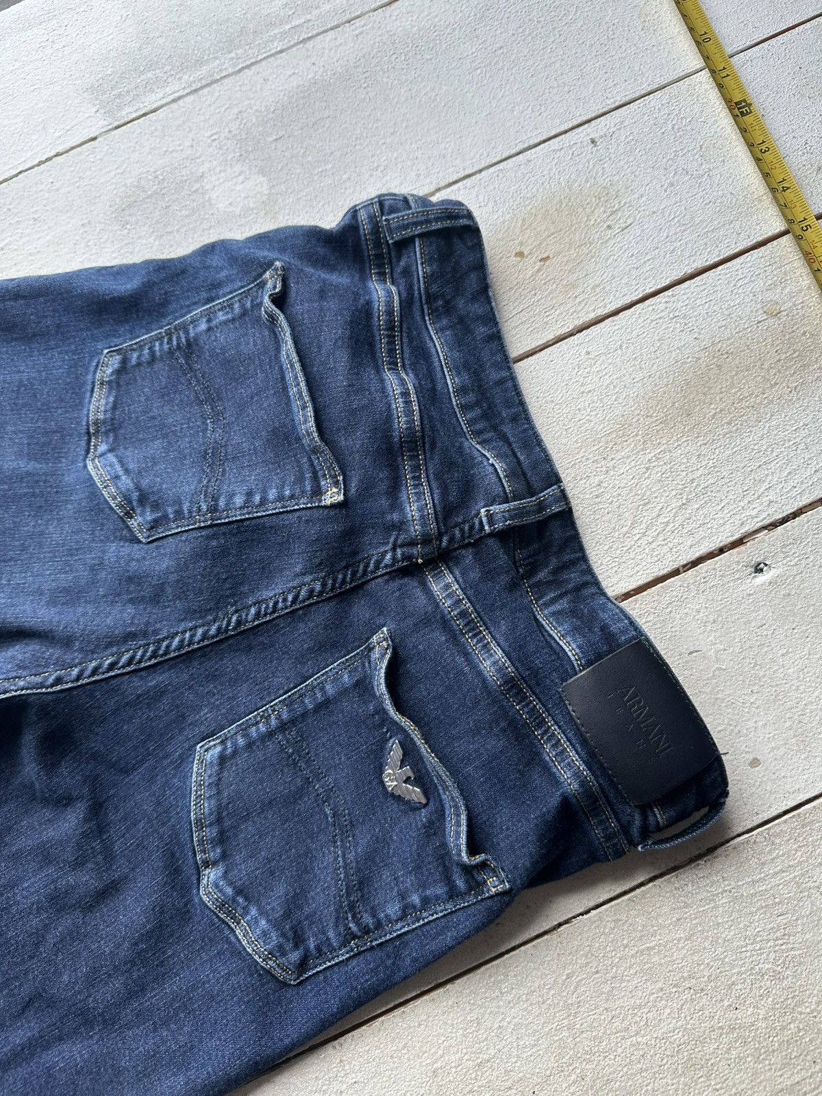 Armani 🚨Y2K WOMEN ARMANI JEANS WITH LOGO AVANT GARDE DENIM PANTS Size 29" - 9 Thumbnail