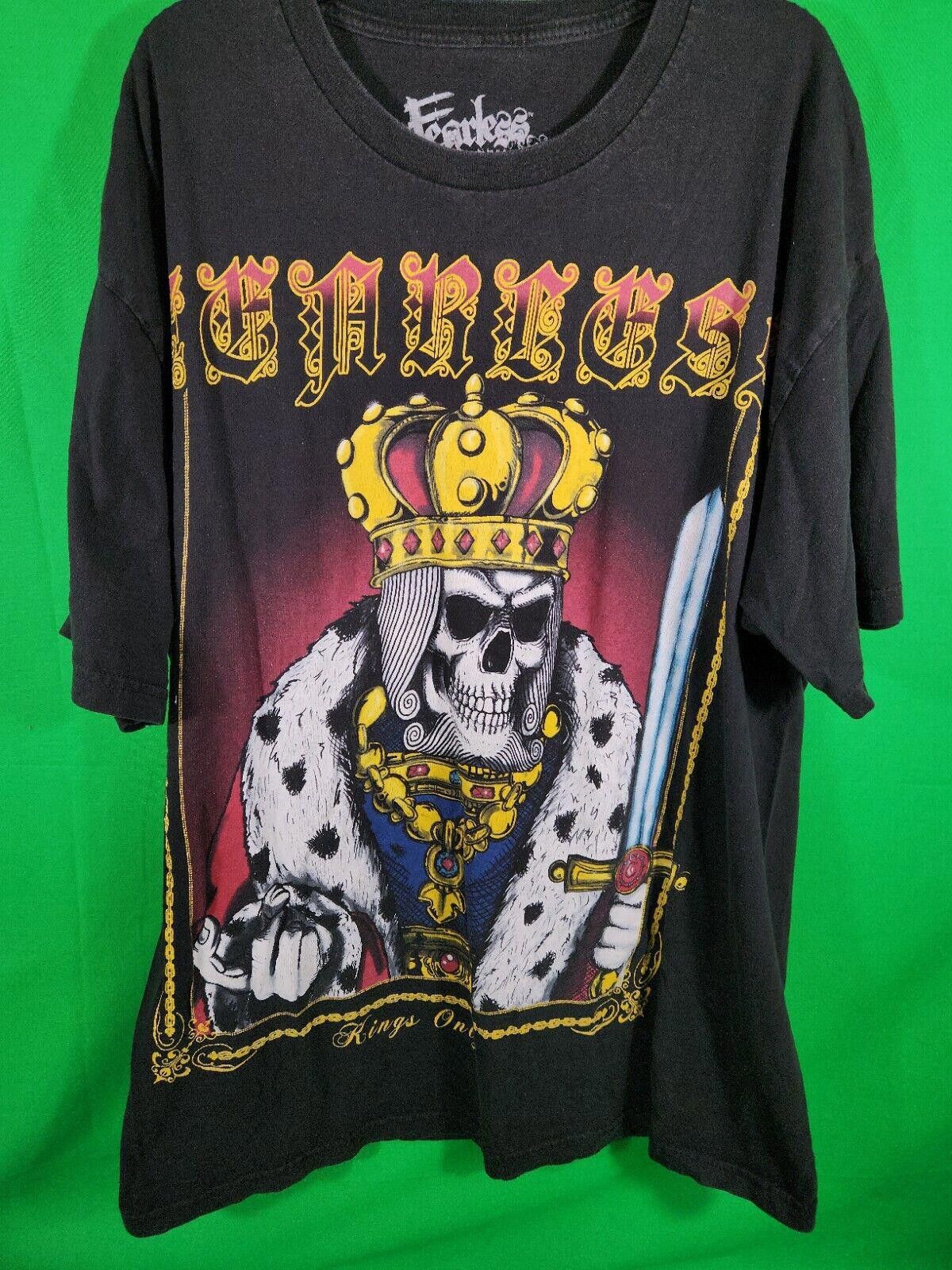 Designer Fearless Skull Skeleton Kings Only T-Shirt Graphic Men’s XL Size US XL / EU 56 / 4 - 1 Thumbnail