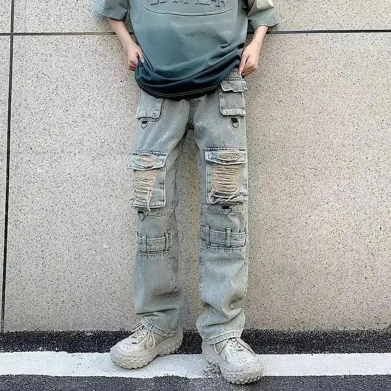 Japanese Brand Pockets Y2K Streetwear Ripped Jeans Size US 32 / EU 48 - 3 Thumbnail