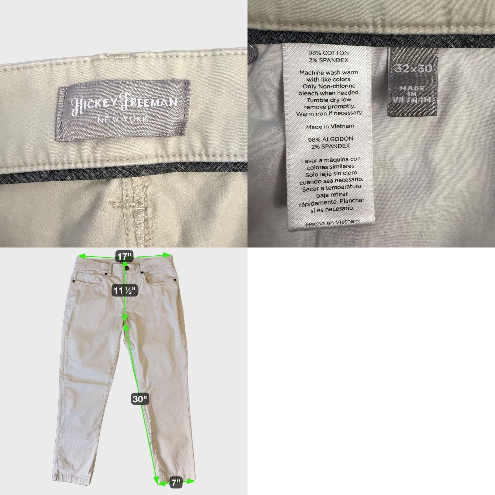 Vintage HICKEY FREEMAN Chino Pants Beige Men's Size 32 Regular Slim-Straight Fit Cotton Blend 5-Pocket Stretch Size US 32 / EU 48 - 8 Thumbnail