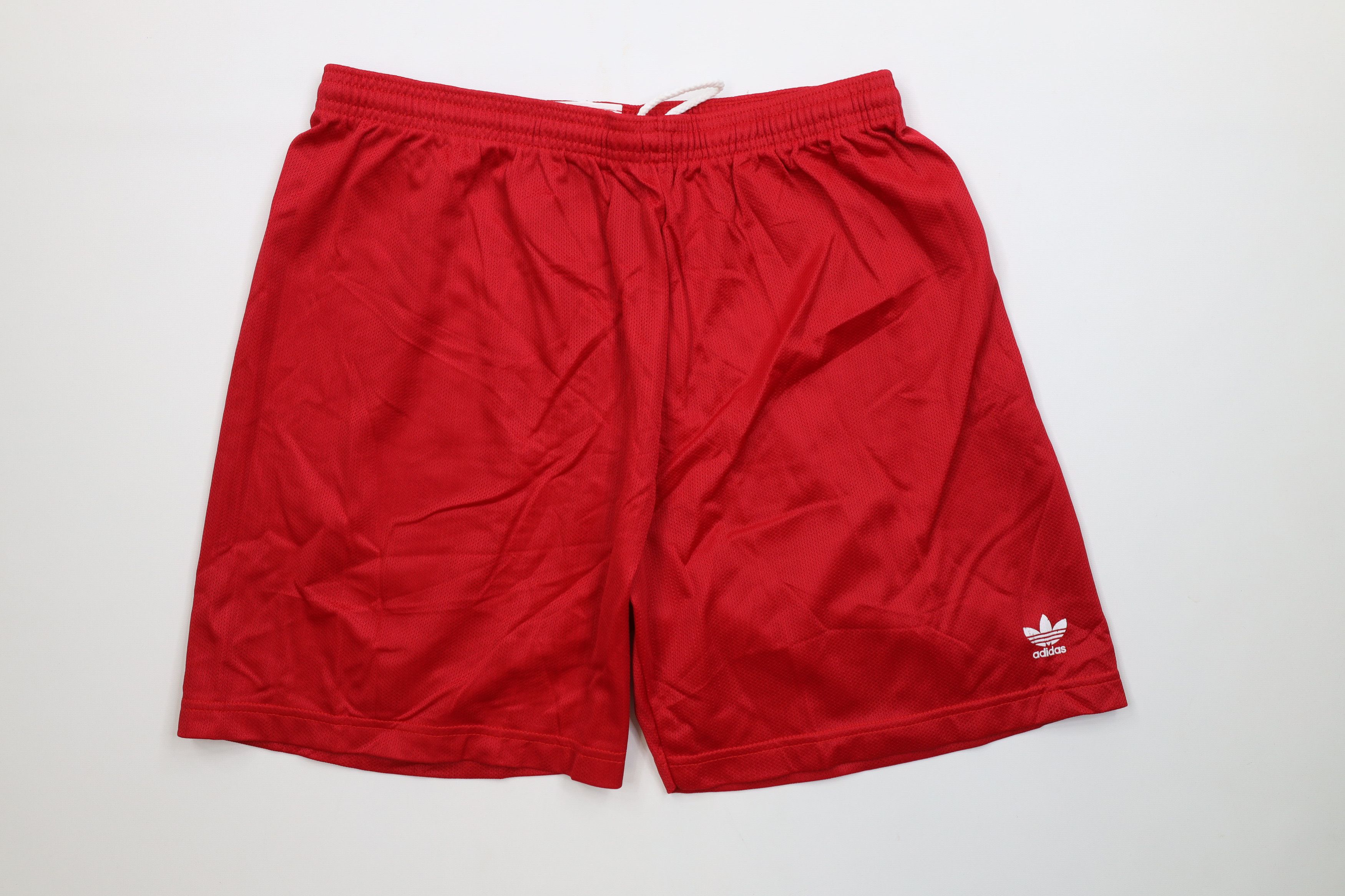 Adidas Deadstock Vintage 90s Adidas Above Knee Mesh Shorts Red USA Size US 36 / EU 52 - 1 Thumbnail
