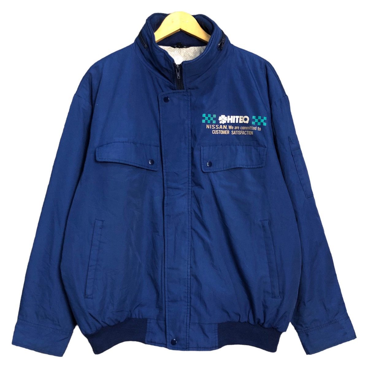 image of Gear For Sports x Nissin Vintage Nissan Hiteq Hidden Hoodie Jacket in Blue, Men's (Size Large)