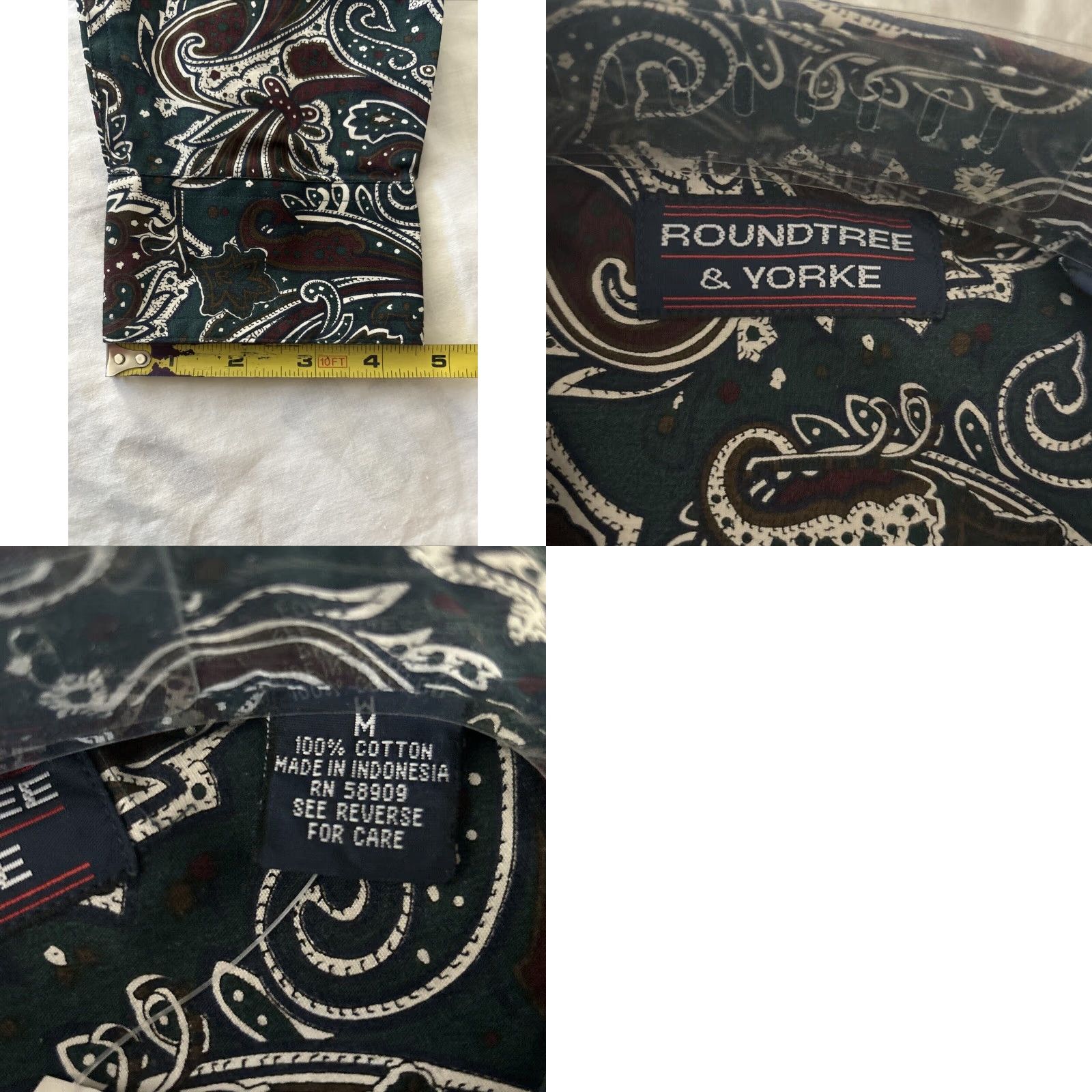 VINTAGE Roundtree & Yorke Men Shirt Casual Long Sleeve Button-Up Cotton Multicolor Paisley M
