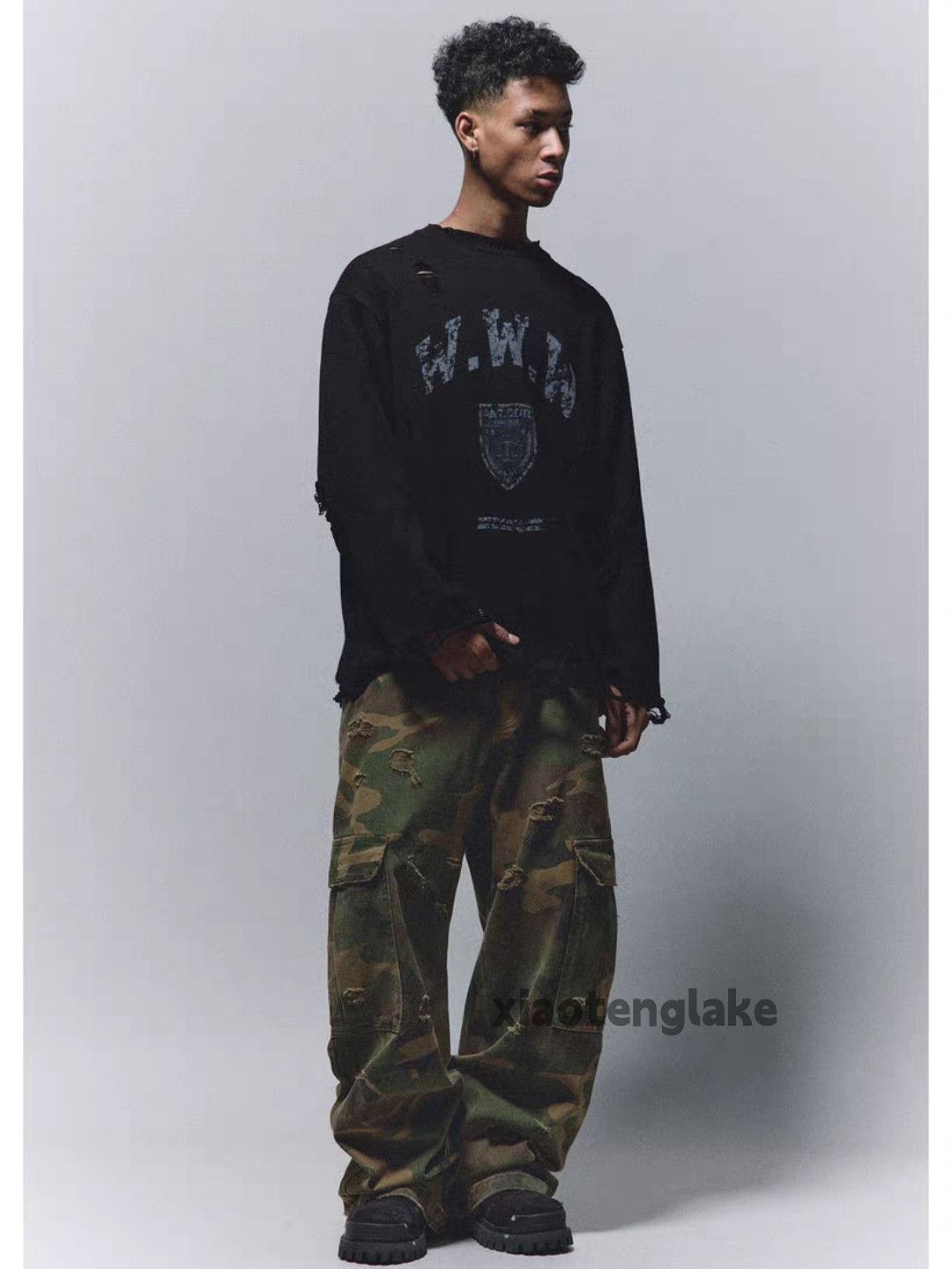 Vintage Utility loose baggy skate hiphop ripped camo pants Size US 32 / EU 48 - 8 Thumbnail