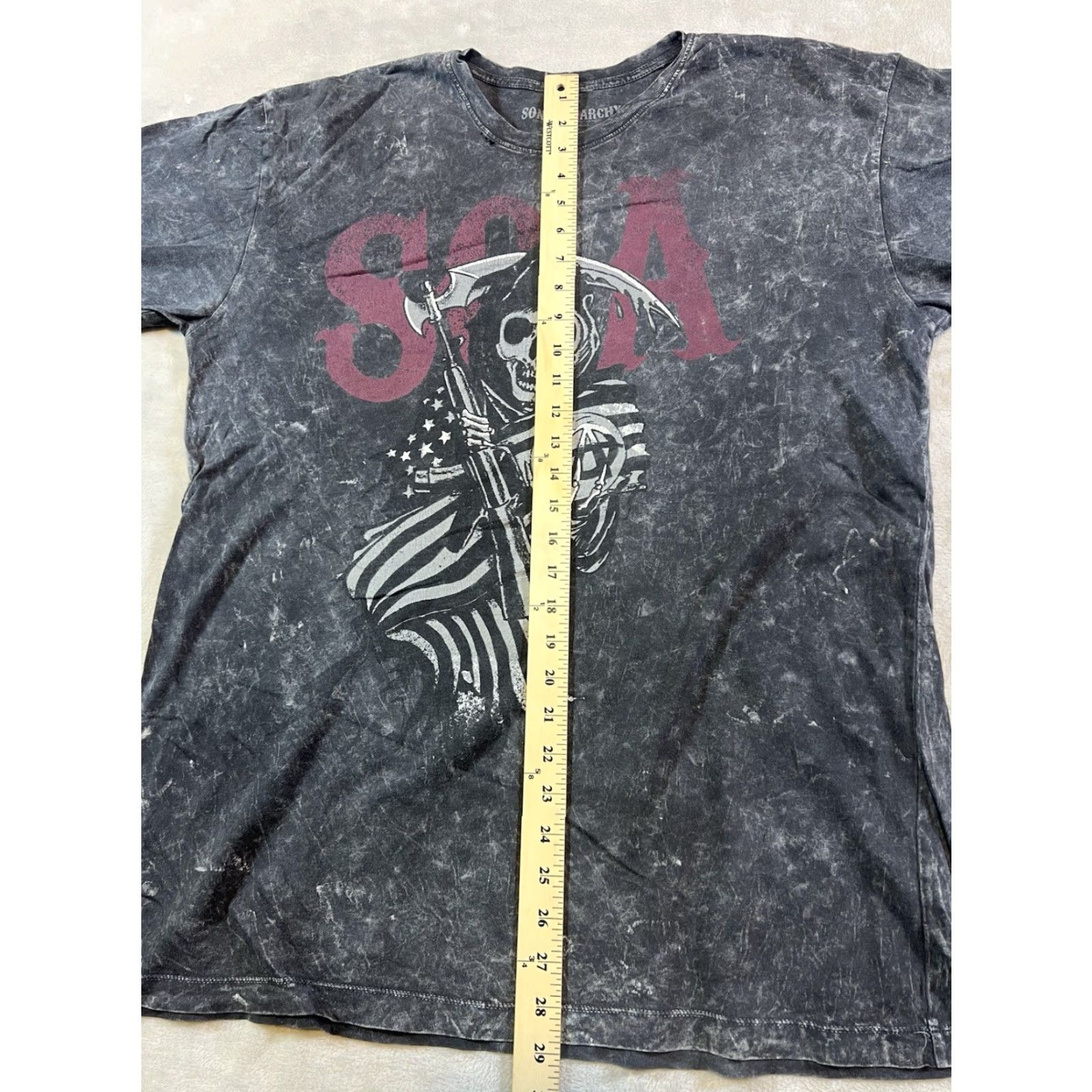 Vintage Sons of Anarchy Shirt Short Sleeve T-Shirt 2014 Grey Tye Dye Reaper Flag Size XL Mens Size US XL / EU 56 / 4 - 3 Thumbnail