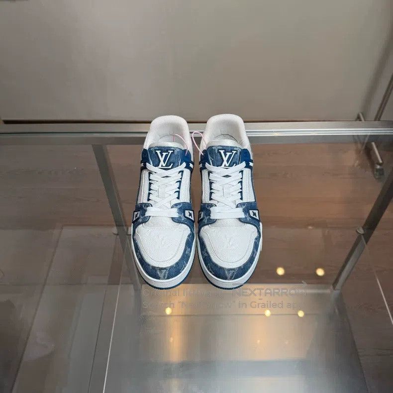 Louis Vuitton Louis Vuitton Trainer White and Blue Denim shoes Size US 9 / EU 42 - 7 Thumbnail