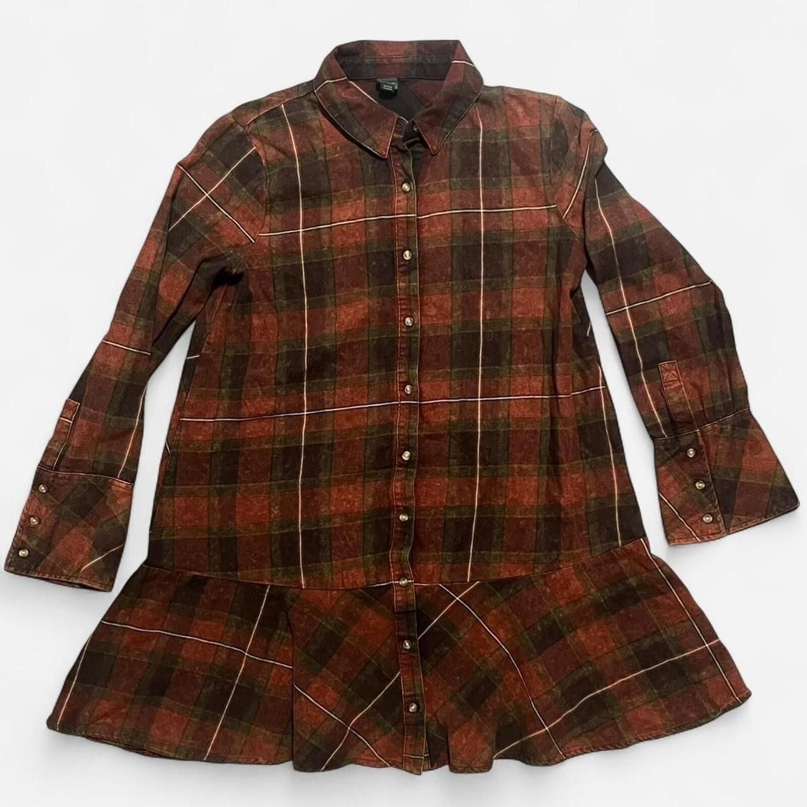Other Wild Fable Red Flannel Plaid Long Sleeve Blouse Button Up Size M / US 6-8 / IT 42-44 - 1 Thumbnail