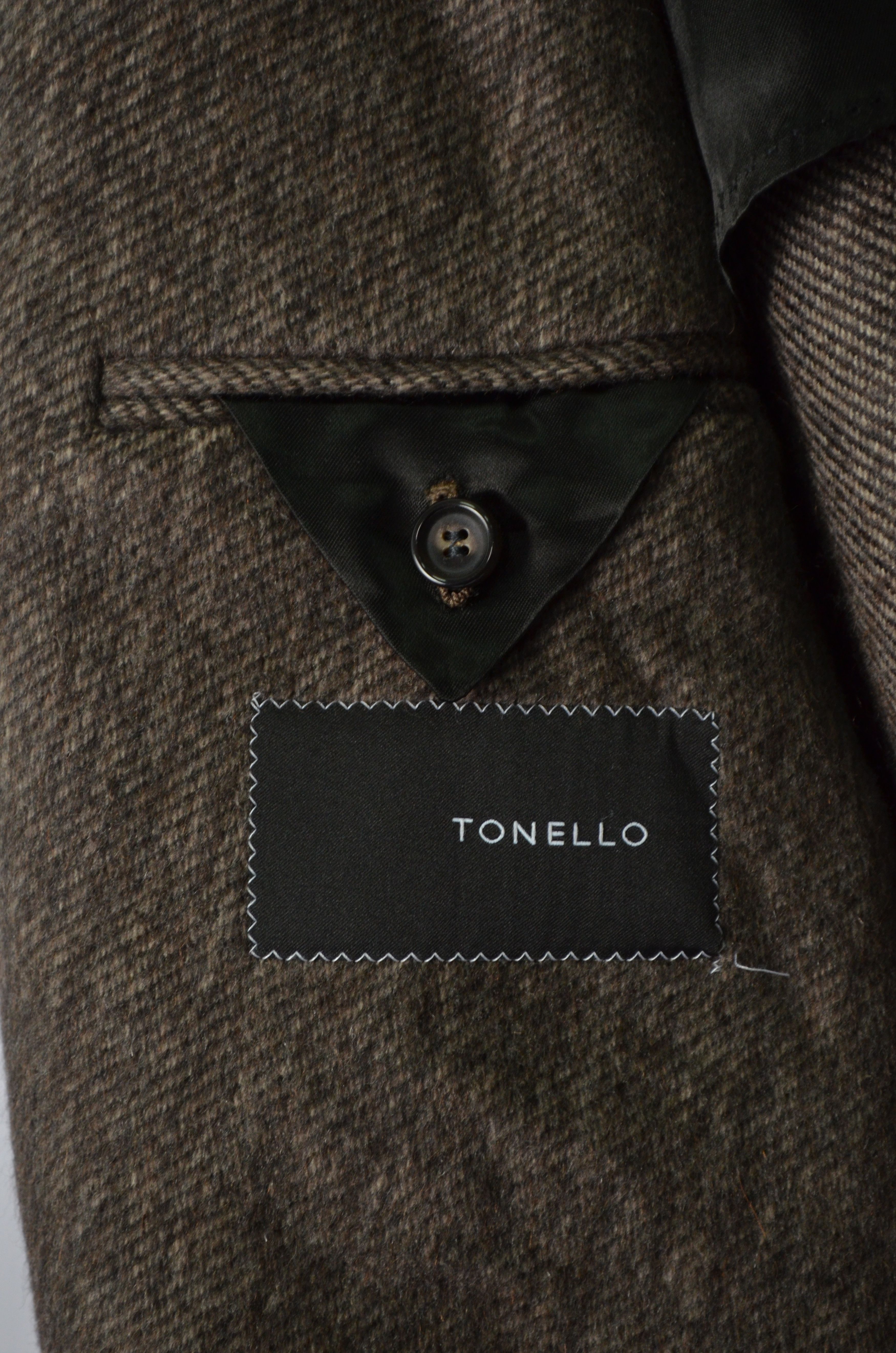 Designer × Tonello Tonello Alpaca Wool Cashmere Herringbone Brown Coat 54/L Size US L / EU 52-54 / 3 - 14 Thumbnail