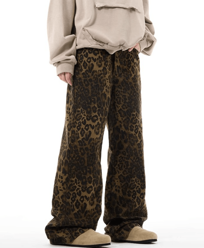 Japanese Brand × Jean Vintage leopard print loose straight baggy jeans Size US 32 / EU 48 - 6 Thumbnail