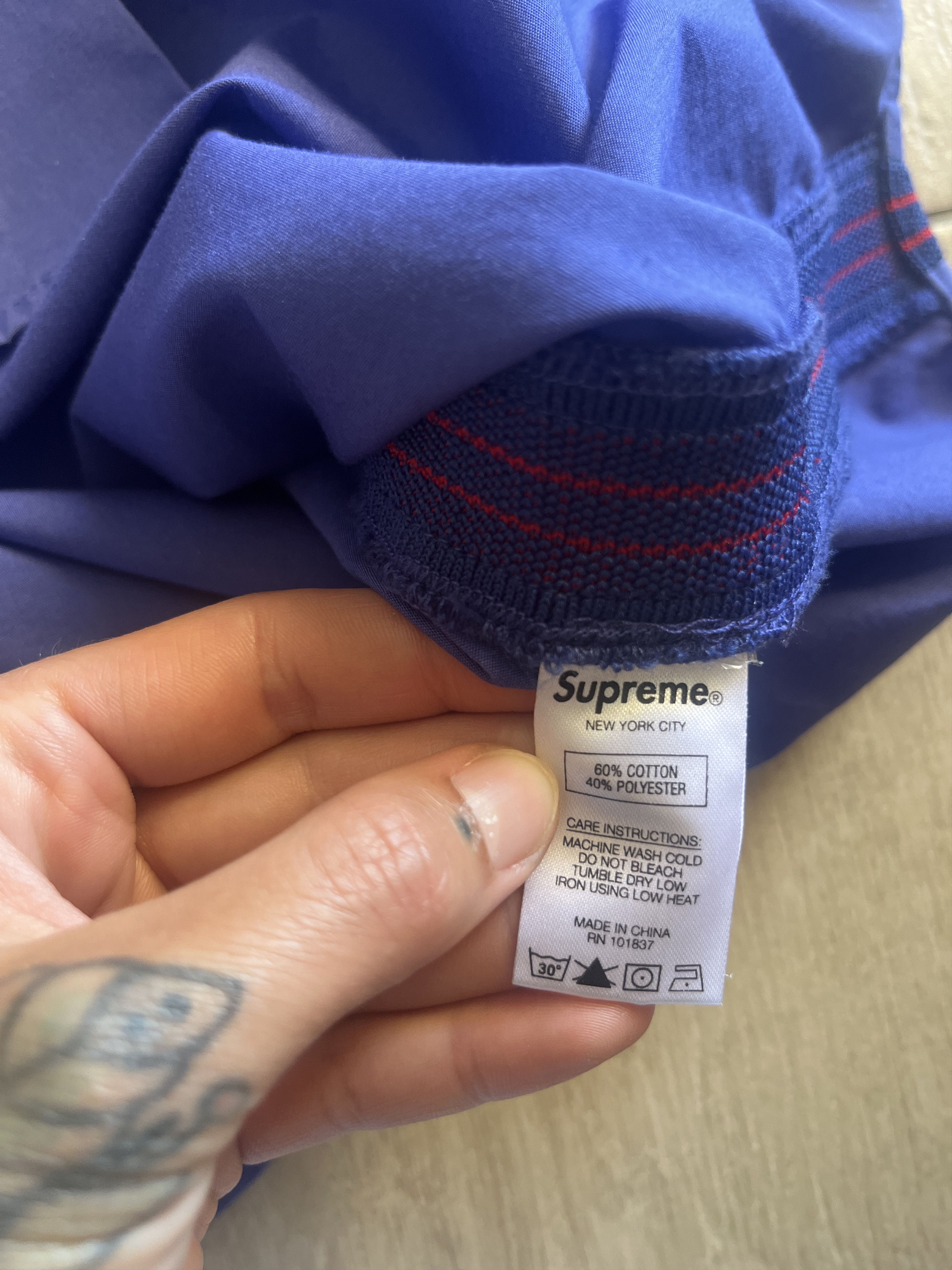 Supreme Supreme 21SS Logo Rib S/S Work Shirt Blue Size US M / EU 48-50 / 2 - 6 Thumbnail