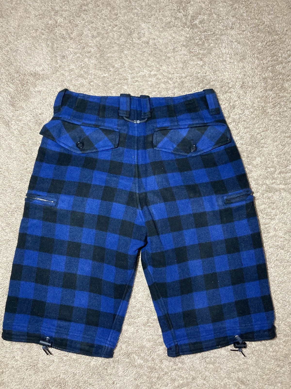 Japanese Brand 90s Milkboy Wool Plaid Cargo Shorts Blue Tartan Punk Baggy Size US 34 / EU 50 - 5 Thumbnail