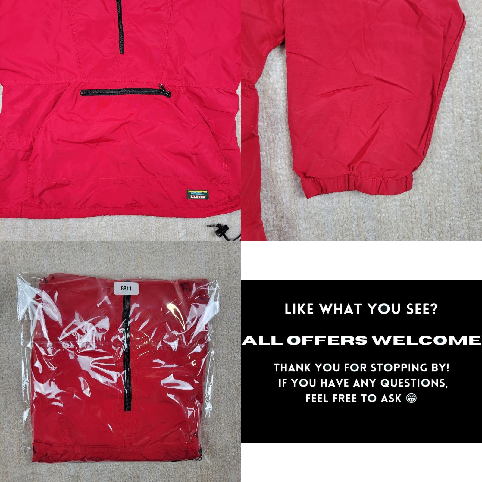 Vintage VINTAGE L.L. Bean Anorak Jacket Mens L Red Hooded Windbreaker Coat Lightweight USA Size US L / EU 52-54 / 3 - 8 Thumbnail