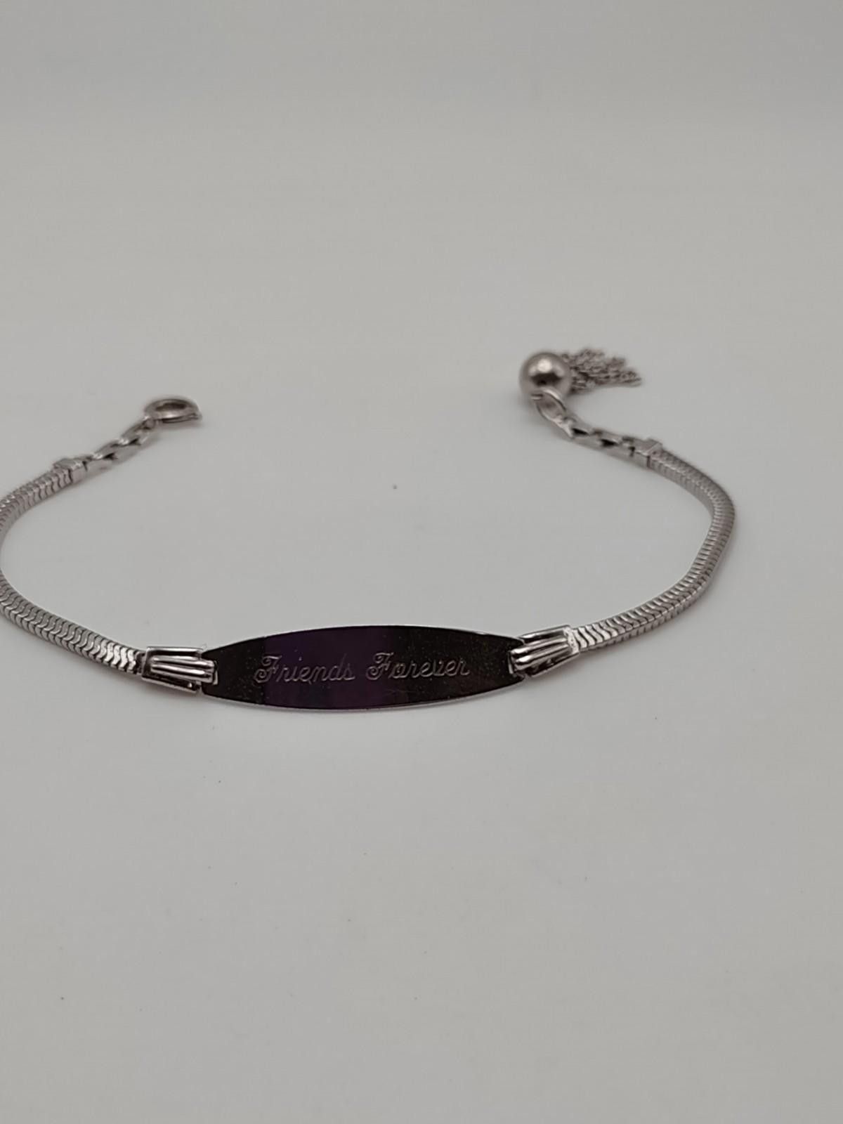 Foster Grant Forstner Sterling Silver ID Bracelet Friends Forever Size ONE SIZE - 1 Thumbnail
