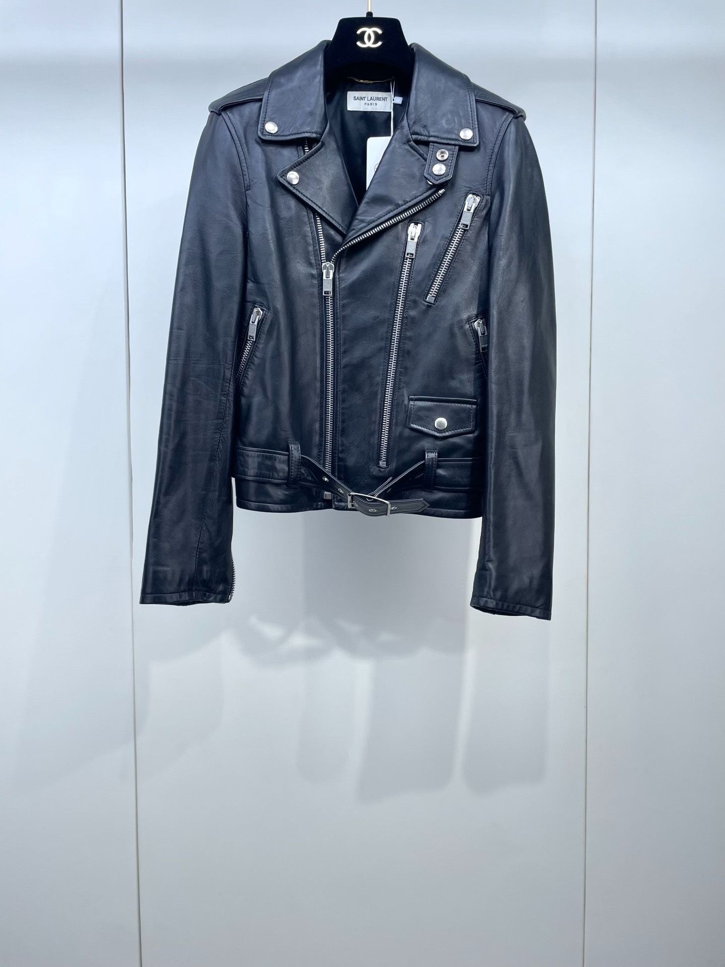 Saint Laurent Paris YSL Saint Laurent Black Biker Jacket Size XS / US 0-2 / IT 36-38 - 1 Thumbnail