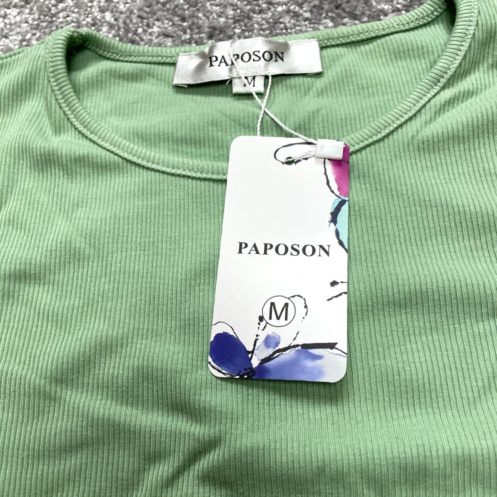 Vintage VINTAGE Papson Shirt Dress Top Womens Medium Light Pea Green Ribbed Stretch Midi New NWT Size M / US 6-8 / IT 42-44 - 4 Thumbnail