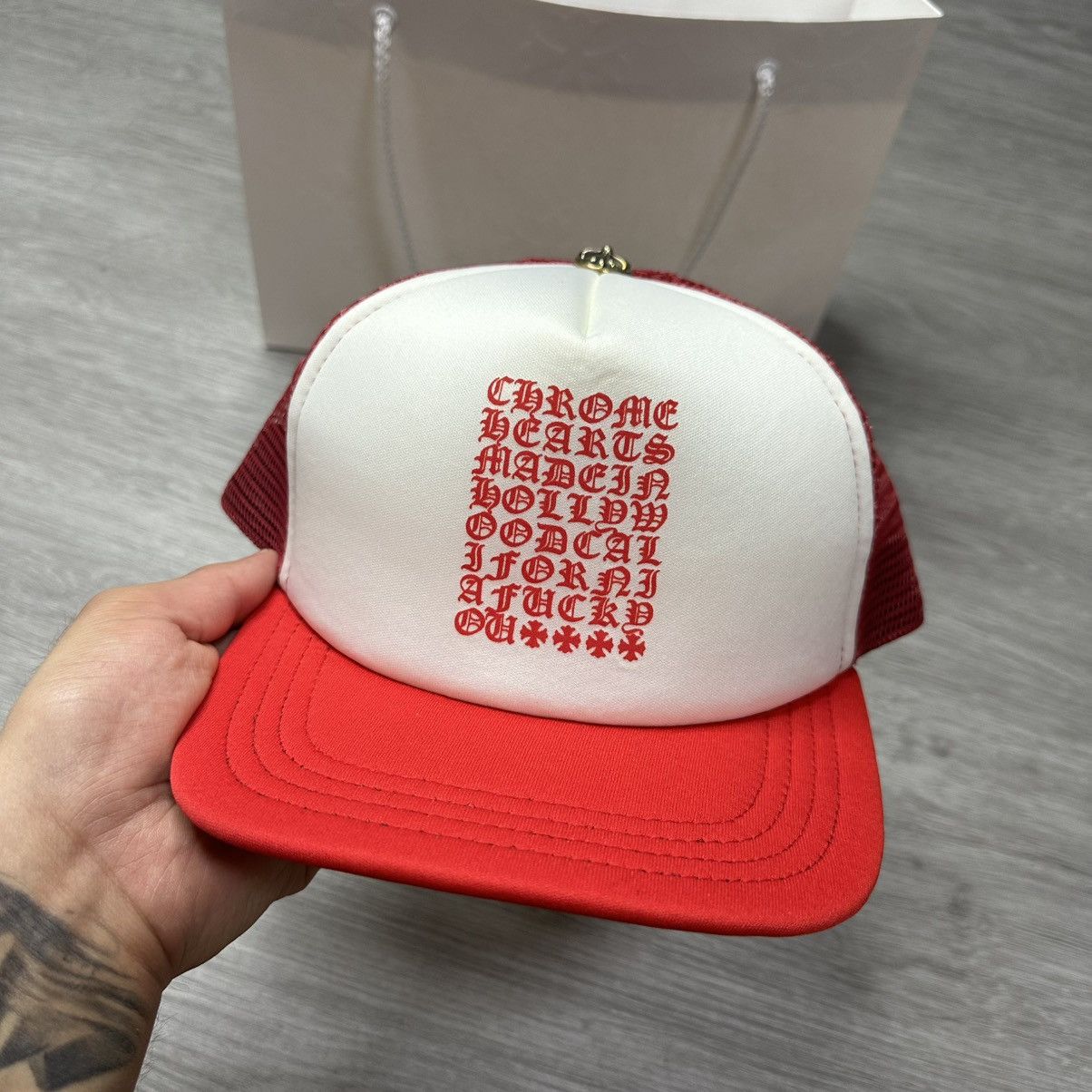 Chrome Hearts Chrome Hearts Trucker Hat Eye Chart Red Size ONE SIZE - 2 Thumbnail