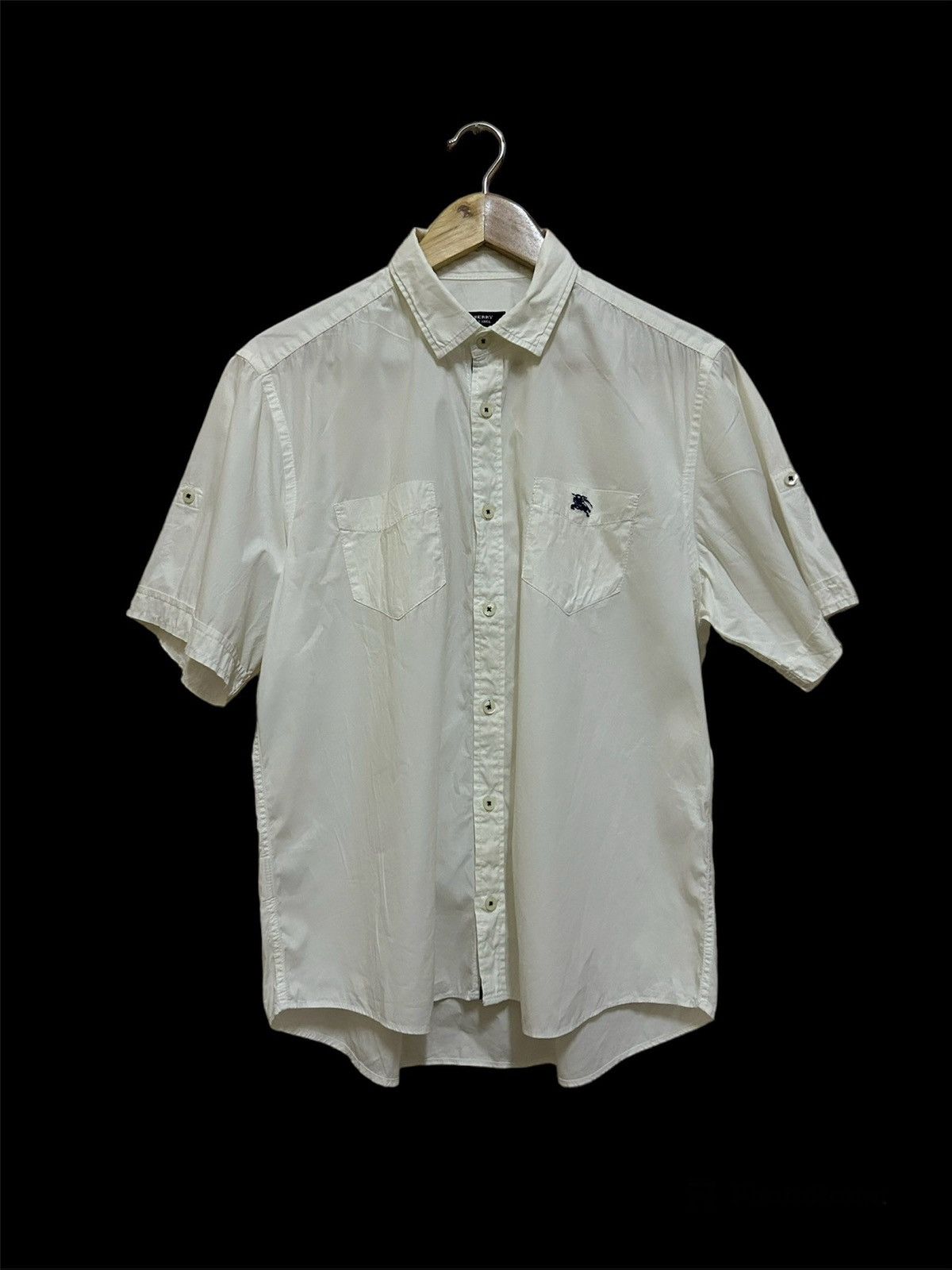 image of Burberry Black Label Shirt Button Up in White, Men's (Size Large)