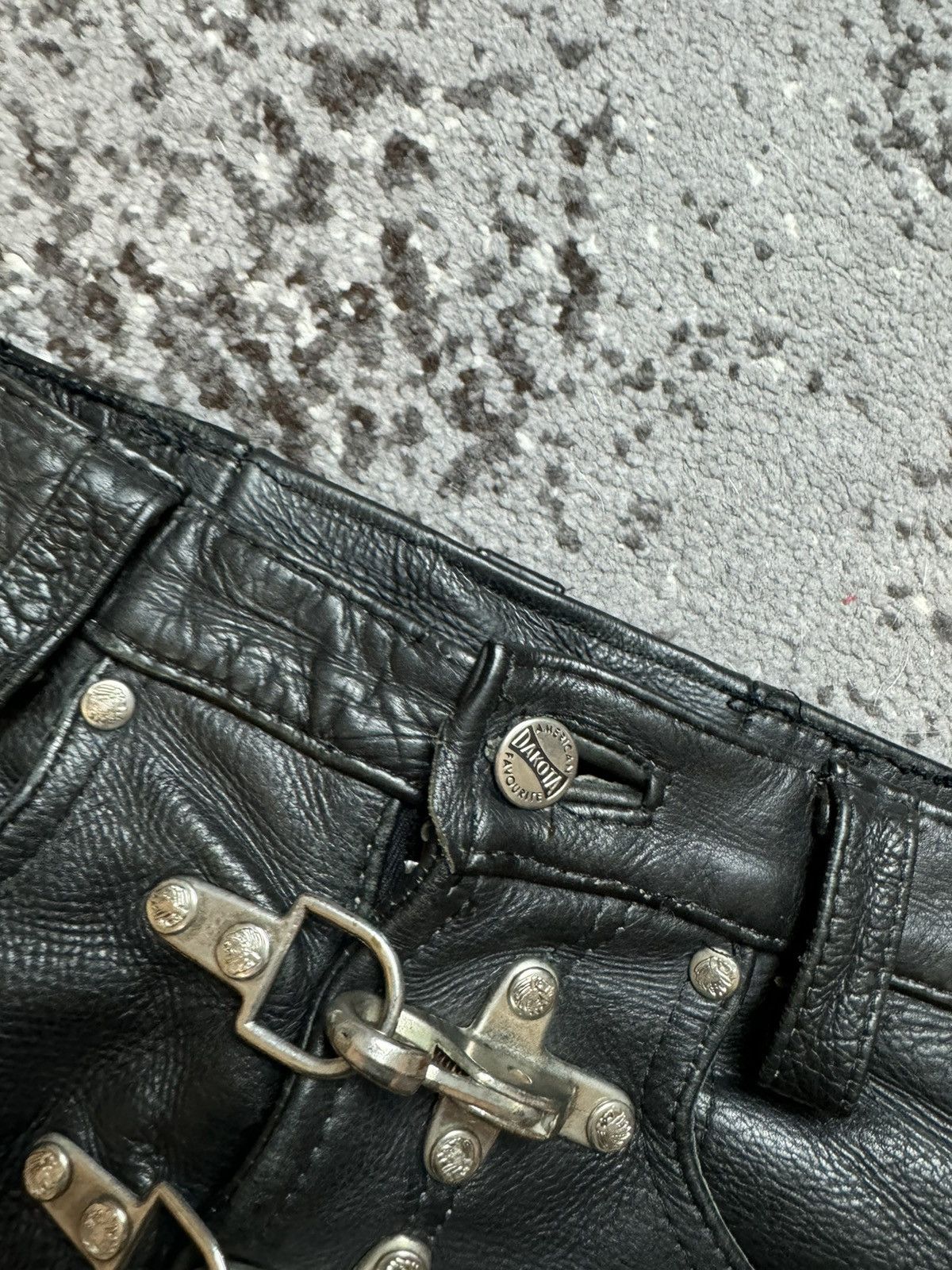 If Six Was Nine × Vintage Vintage Y2K BDSM leather Dakota Opium Motorcycle Skirt Cust Size US 33 - 5 Thumbnail