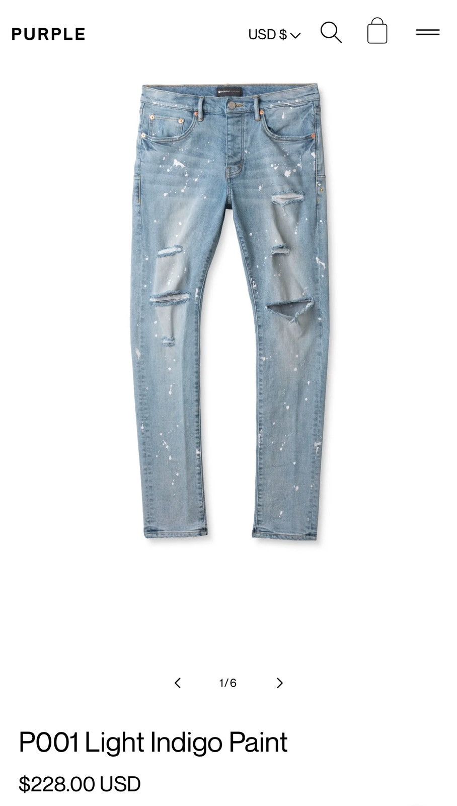 Purple P001 Light Indigo Paint Size US 31 - 12 Thumbnail