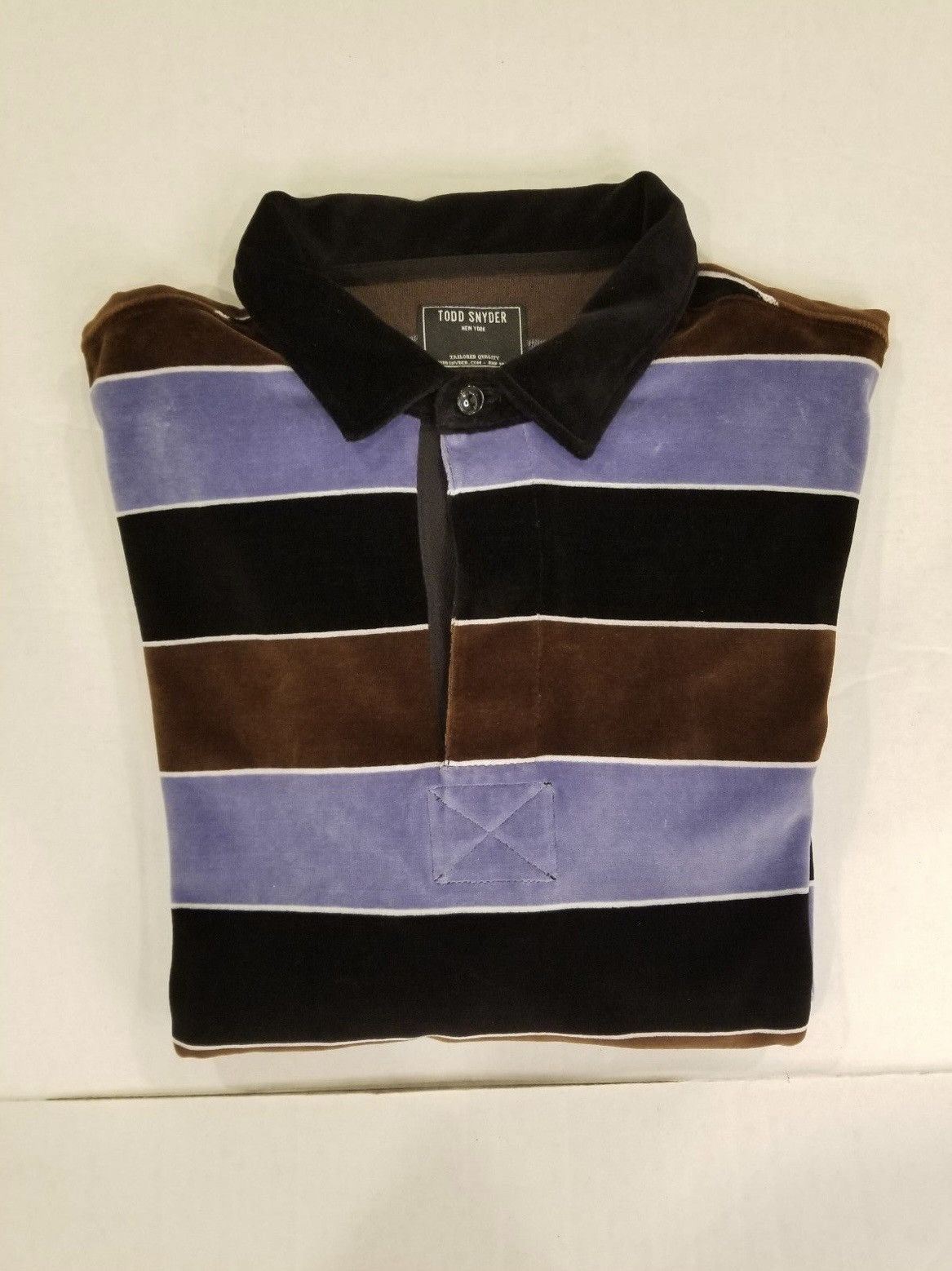 Todd Snyder Todd Snyder Wide Striped Velour Long Sleeve Polo Shirt XL Size US XL / EU 56 / 4 - 1 Thumbnail