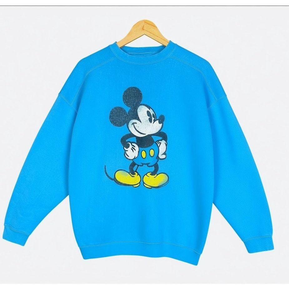 Disney Disneyland World Mens Small Mickey Mouse Blue Retro Crewneck Size US S / EU 44-46 / 1 - 1 Thumbnail