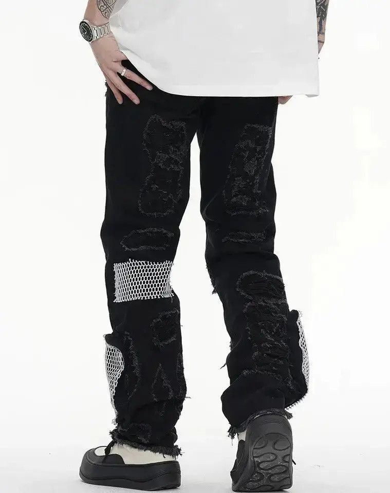 Japanese Brand Ripped Straight Frayed Loose Harajuku Style With Scuffs Size US 32 / EU 48 - 2 Thumbnail