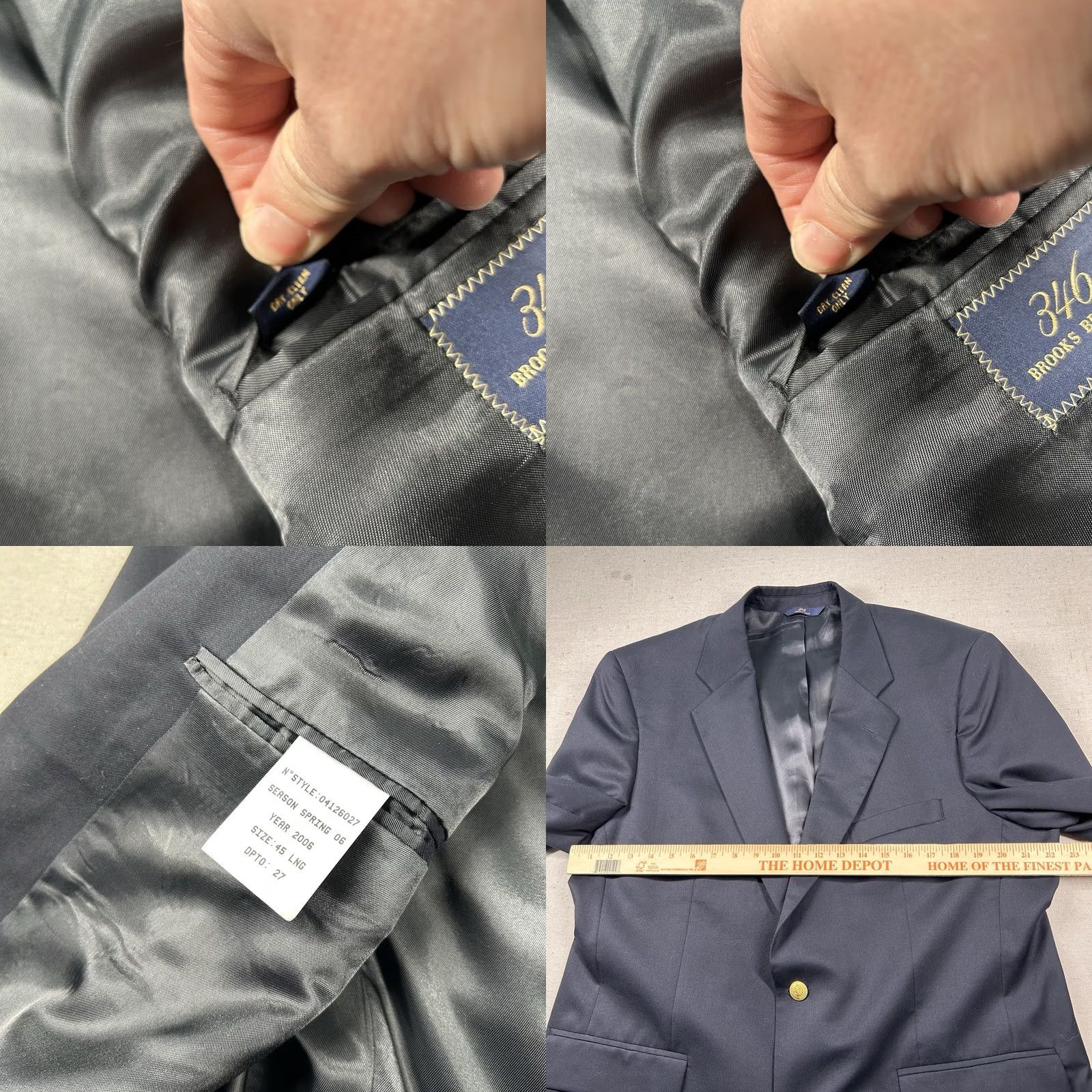 Brooks Brothers Brooks Brothers Blazer Mens 45 Long Wool Navy 2-Button Notch Lapel Single-Breasted 4-Button Front Sports Coat B&T Size 48R - 8 Thumbnail