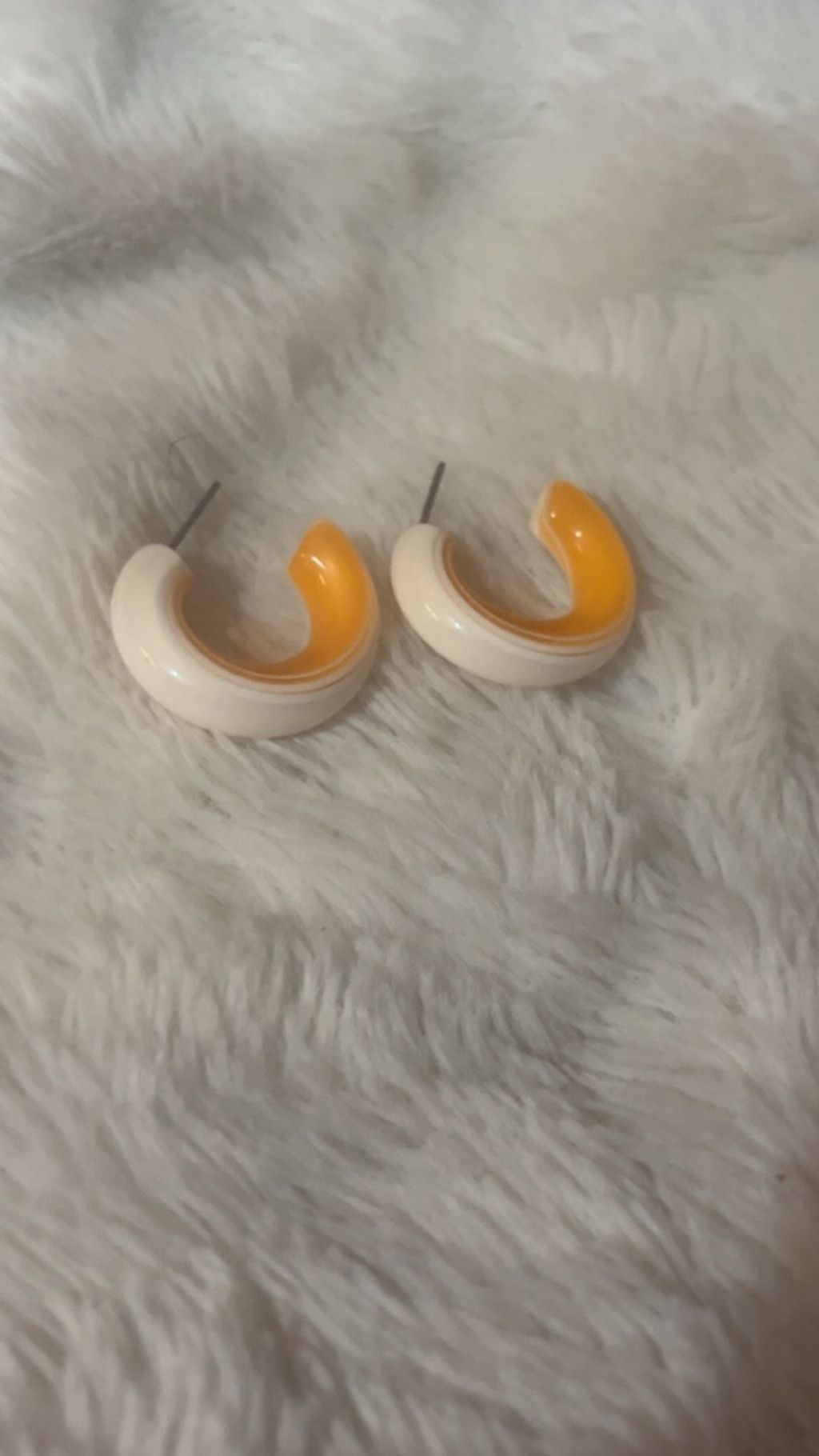 The Unbranded Brand Women's Unbranded Orange White Hoop Earrings One Size Size ONE SIZE - 3 Thumbnail