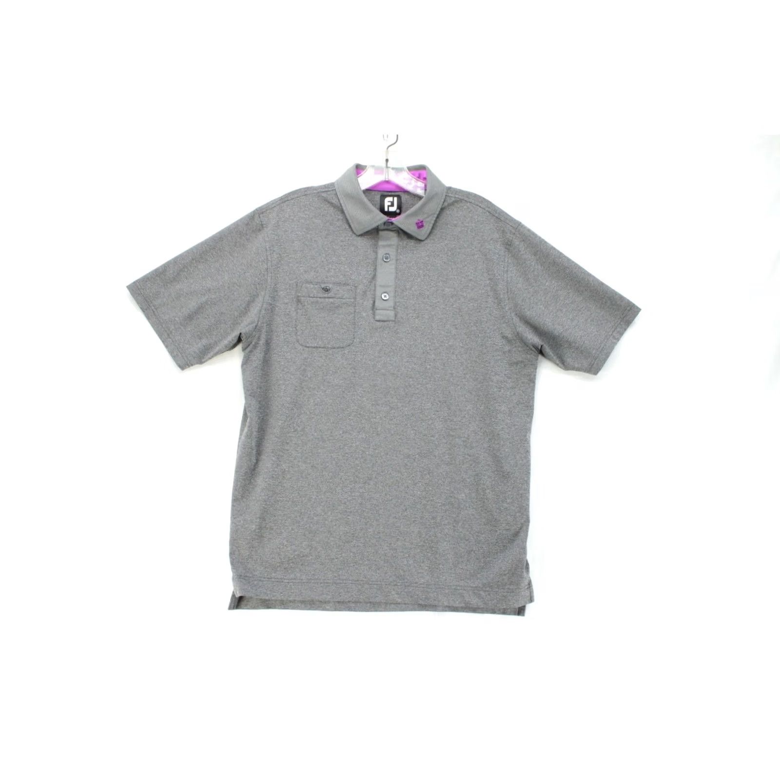 Footjoy FootJoy Performance Polo Shirt Mens M Gray Purple Trim Crown Golf FJ Preppy Polo Size US M / EU 48-50 / 2 - 2 Thumbnail