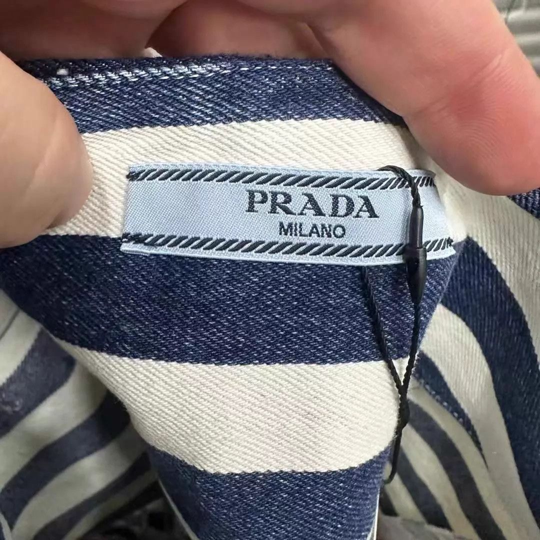 Prada Prada Striped Metal Triangle Logo Skirt Pants 40 New w/ Tags Size 27" / US 4 / IT 40 - 3 Thumbnail