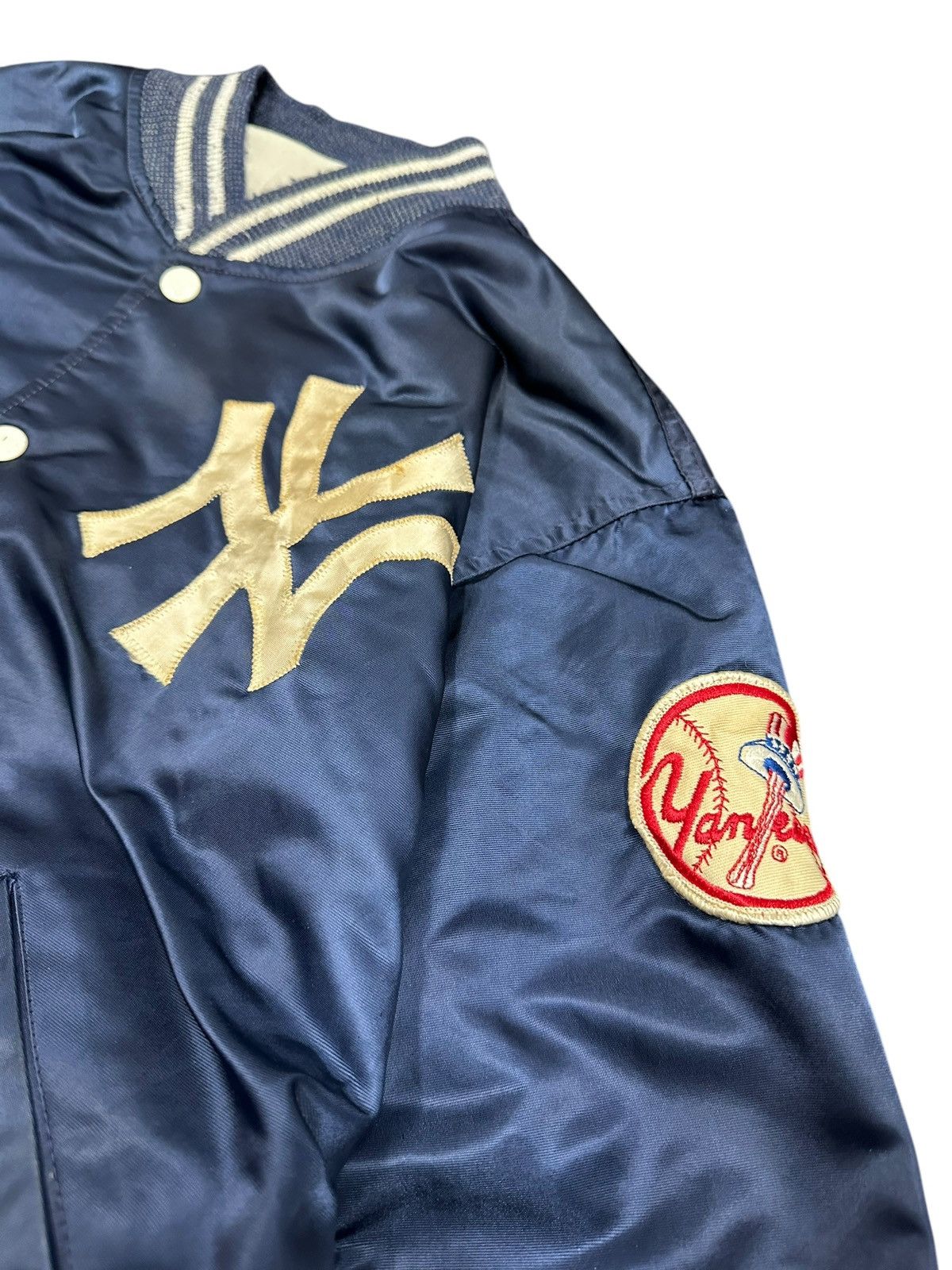 MLB × New York Yankees Vintage 80s New York Yankees Varsity Jacket Spellout Size US L / EU 52-54 / 3 - 2 Thumbnail