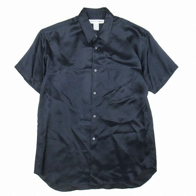 Comme des Garcons SHIRT Shirt short sleeve Rayon satin glossy blouse Polka dot Navy Size US S / EU 44-46 / 1 - 1 Thumbnail
