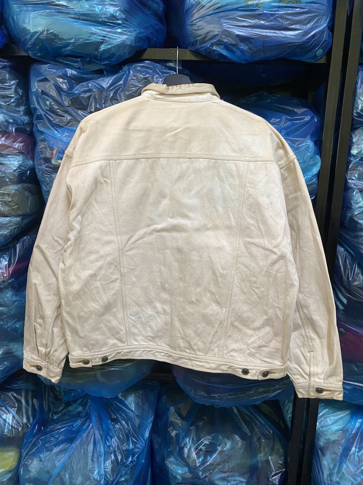 Other Vintage Michel Bachoz Paris Beige Denim Jacket Workwear Size US L / EU 52-54 / 3 - 7 Thumbnail