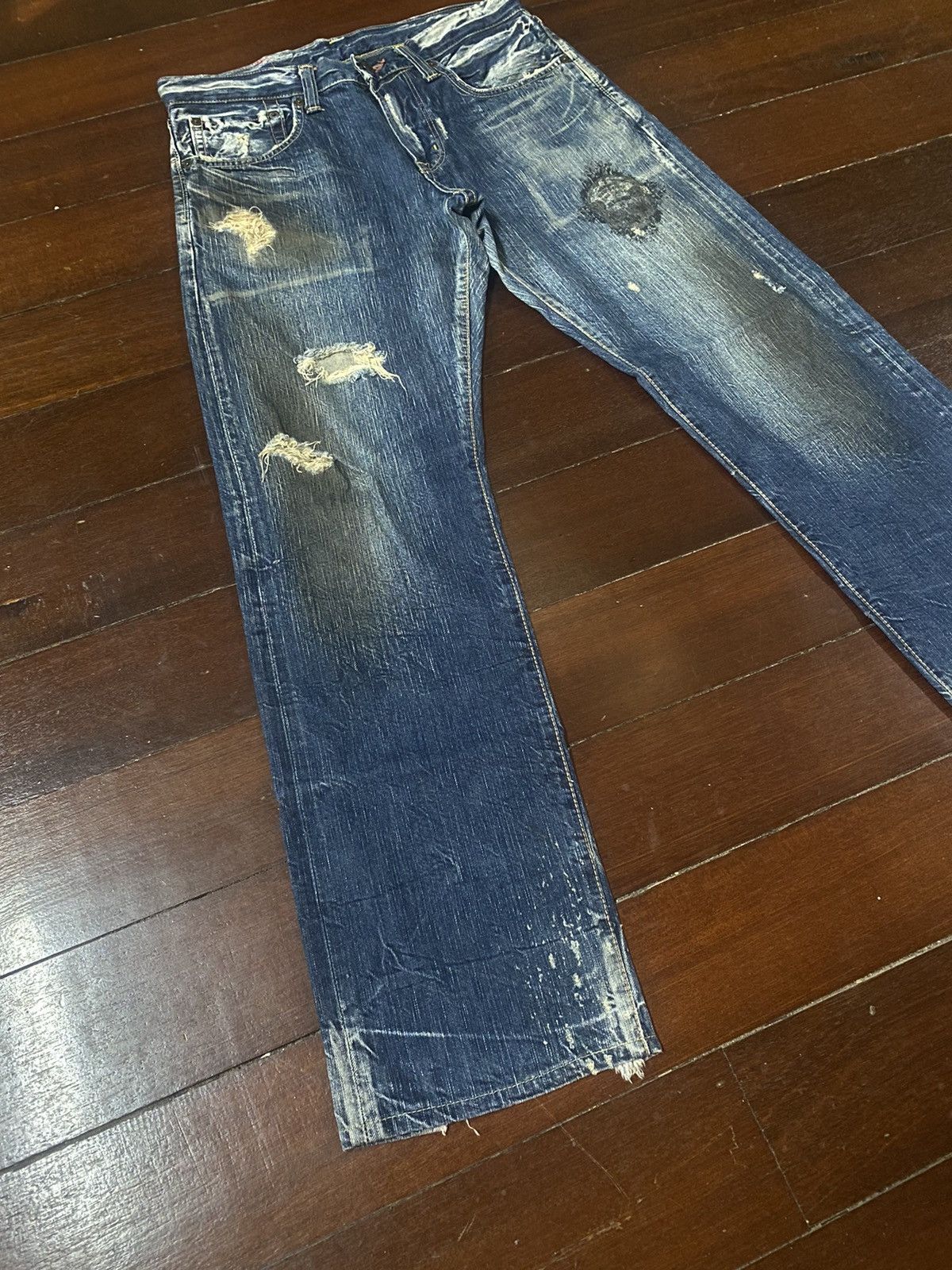 Edwin Rare Vintage Edwin 504 Clawmark Distressed Faded rusty Size US 34 / EU 50 - 5 Thumbnail