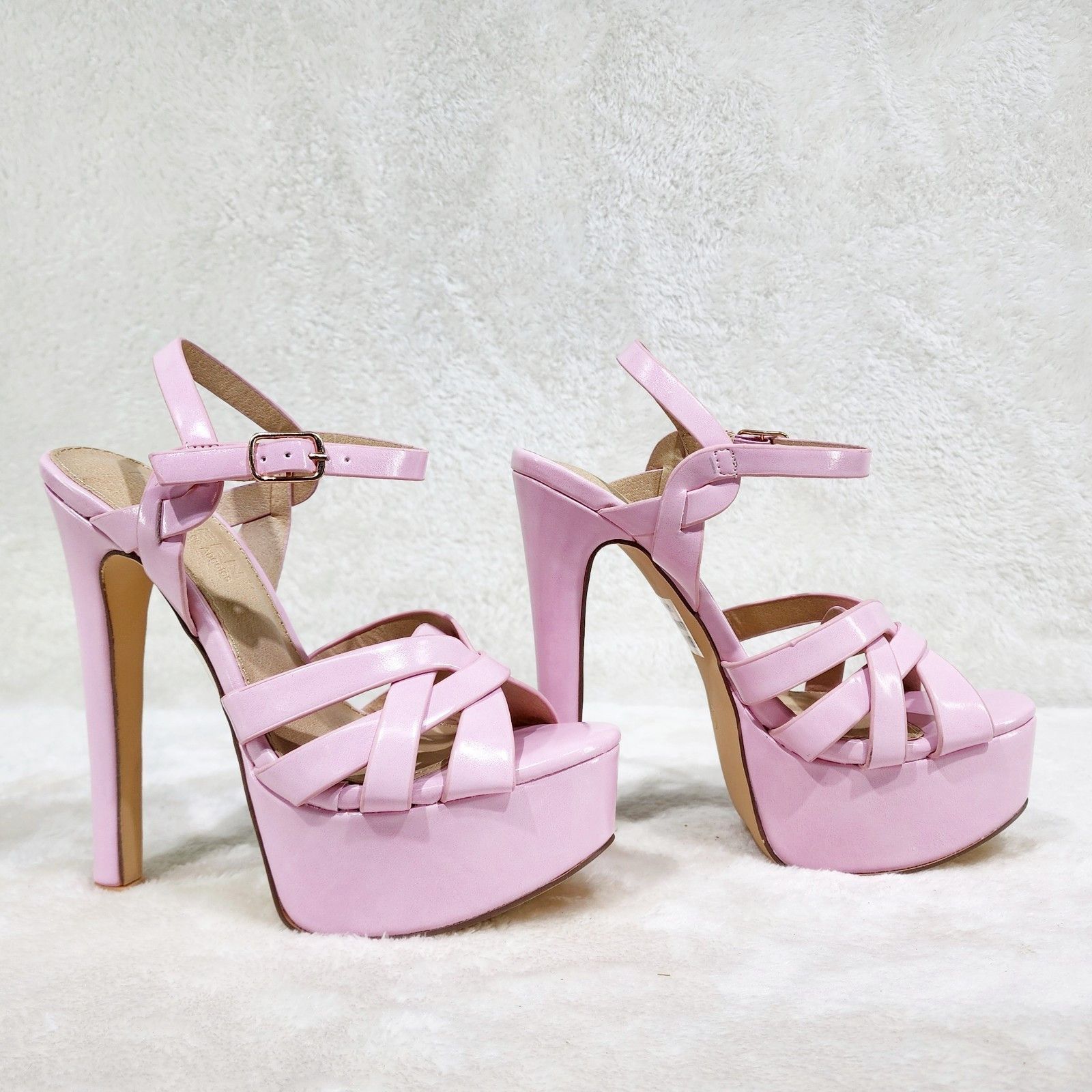 Other Rihbah Baby Pink Patent Platform 6" Stiletto High Heels Ankl Size US 7.5 / IT 37.5 - 4 Thumbnail